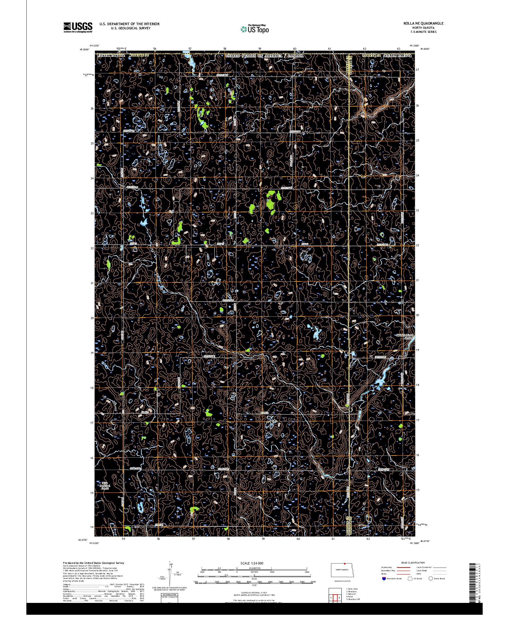 USGS US TOPO 7.5-MINUTE MAP FOR ROLLA NE, ND,MB 2017