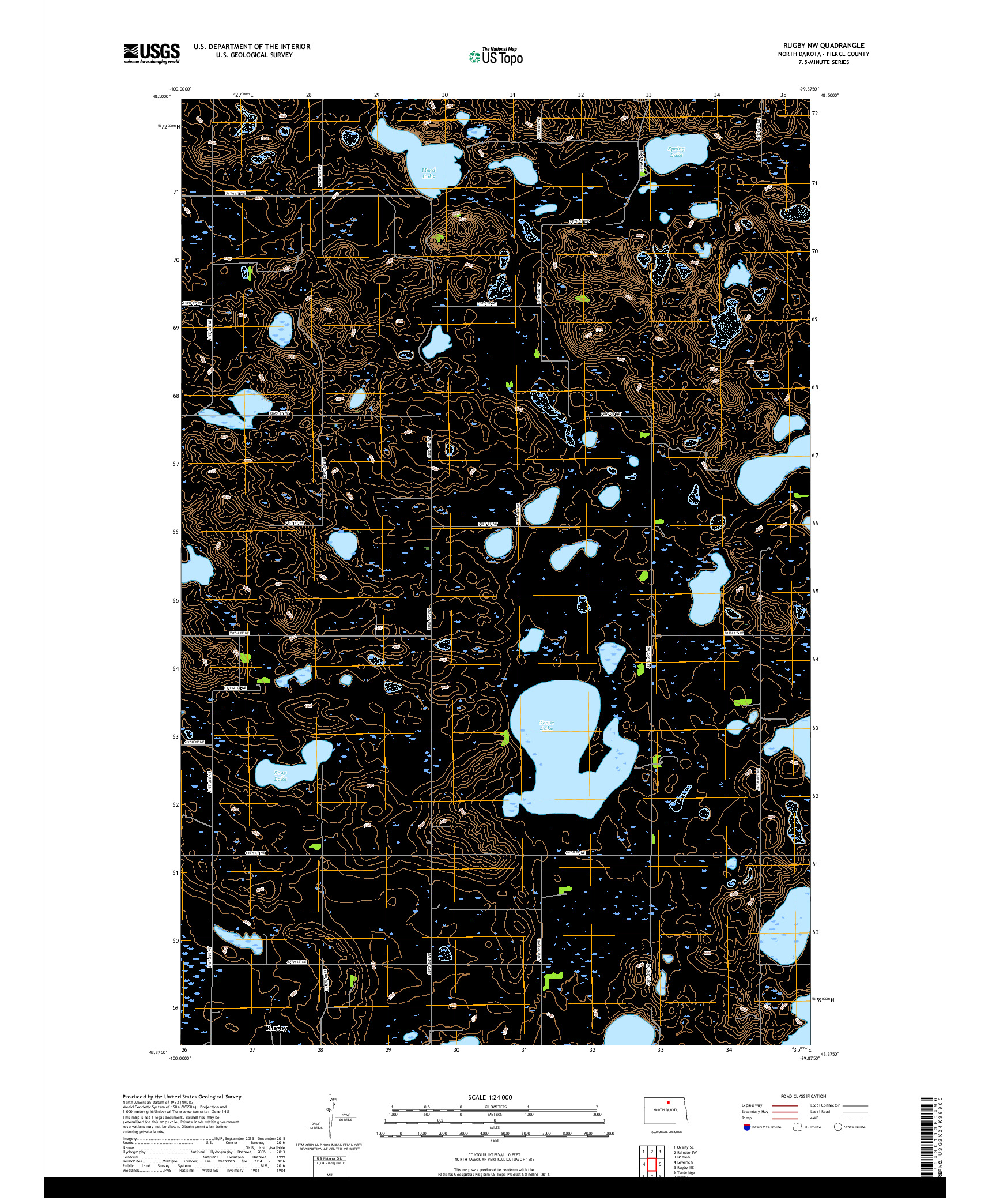 USGS US TOPO 7.5-MINUTE MAP FOR RUGBY NW, ND 2017