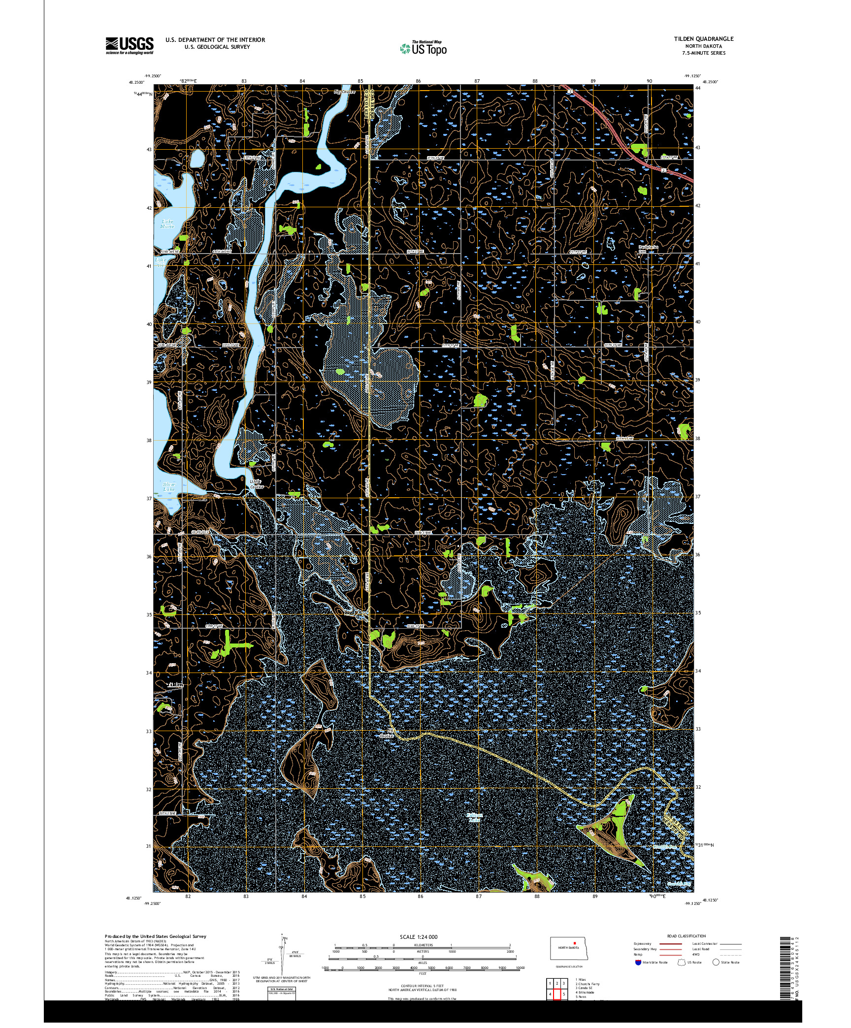 USGS US TOPO 7.5-MINUTE MAP FOR TILDEN, ND 2017