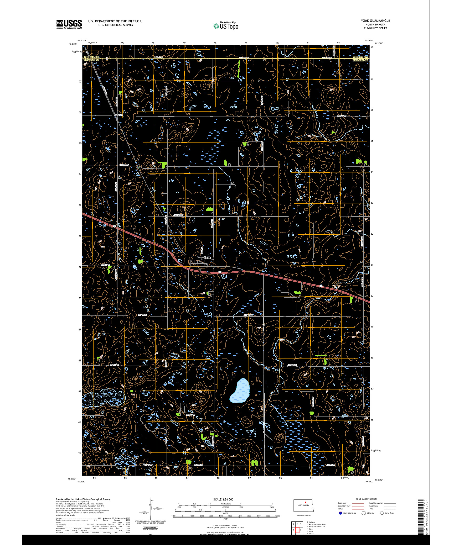 USGS US TOPO 7.5-MINUTE MAP FOR YORK, ND 2017