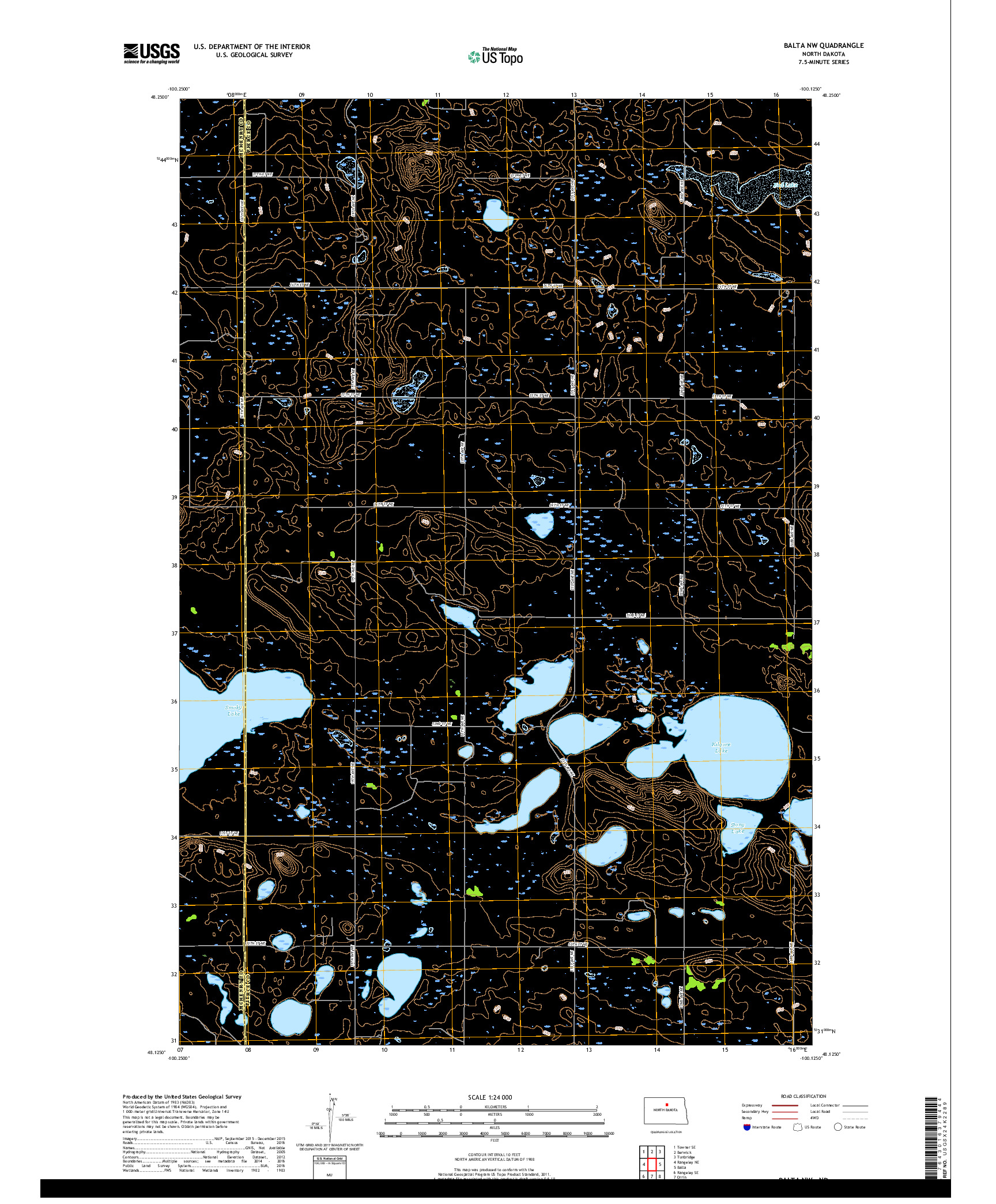 USGS US TOPO 7.5-MINUTE MAP FOR BALTA NW, ND 2017