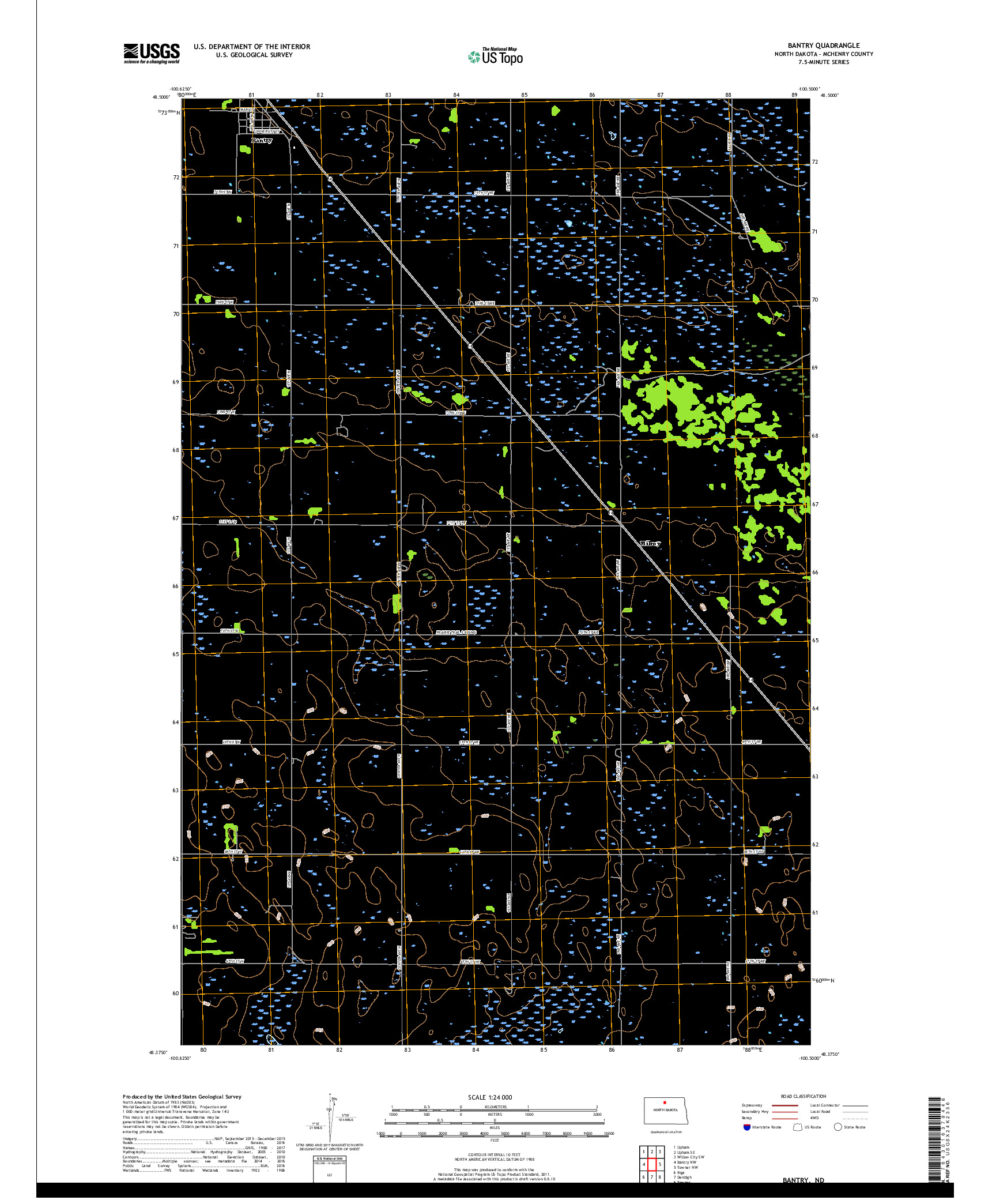 USGS US TOPO 7.5-MINUTE MAP FOR BANTRY, ND 2017