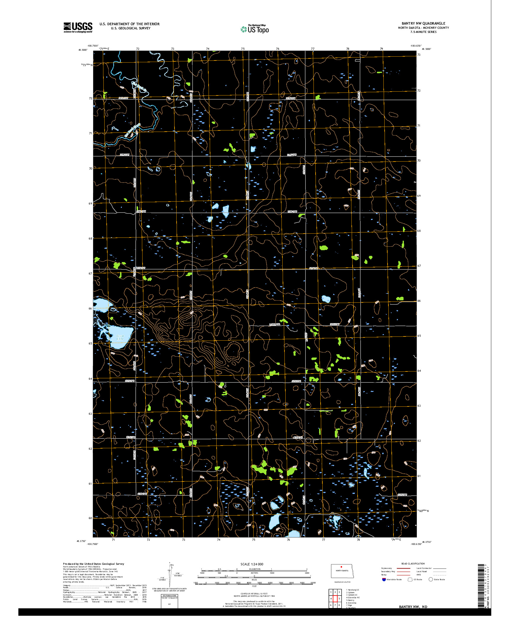 USGS US TOPO 7.5-MINUTE MAP FOR BANTRY NW, ND 2017