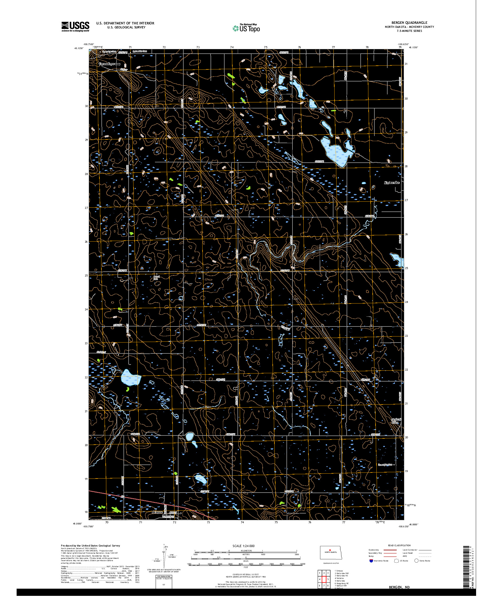 USGS US TOPO 7.5-MINUTE MAP FOR BERGEN, ND 2017