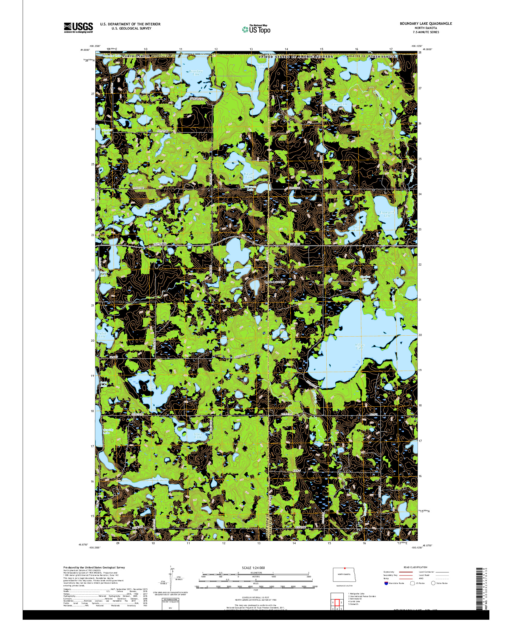 USGS US TOPO 7.5-MINUTE MAP FOR BOUNDARY LAKE, ND,MB 2017