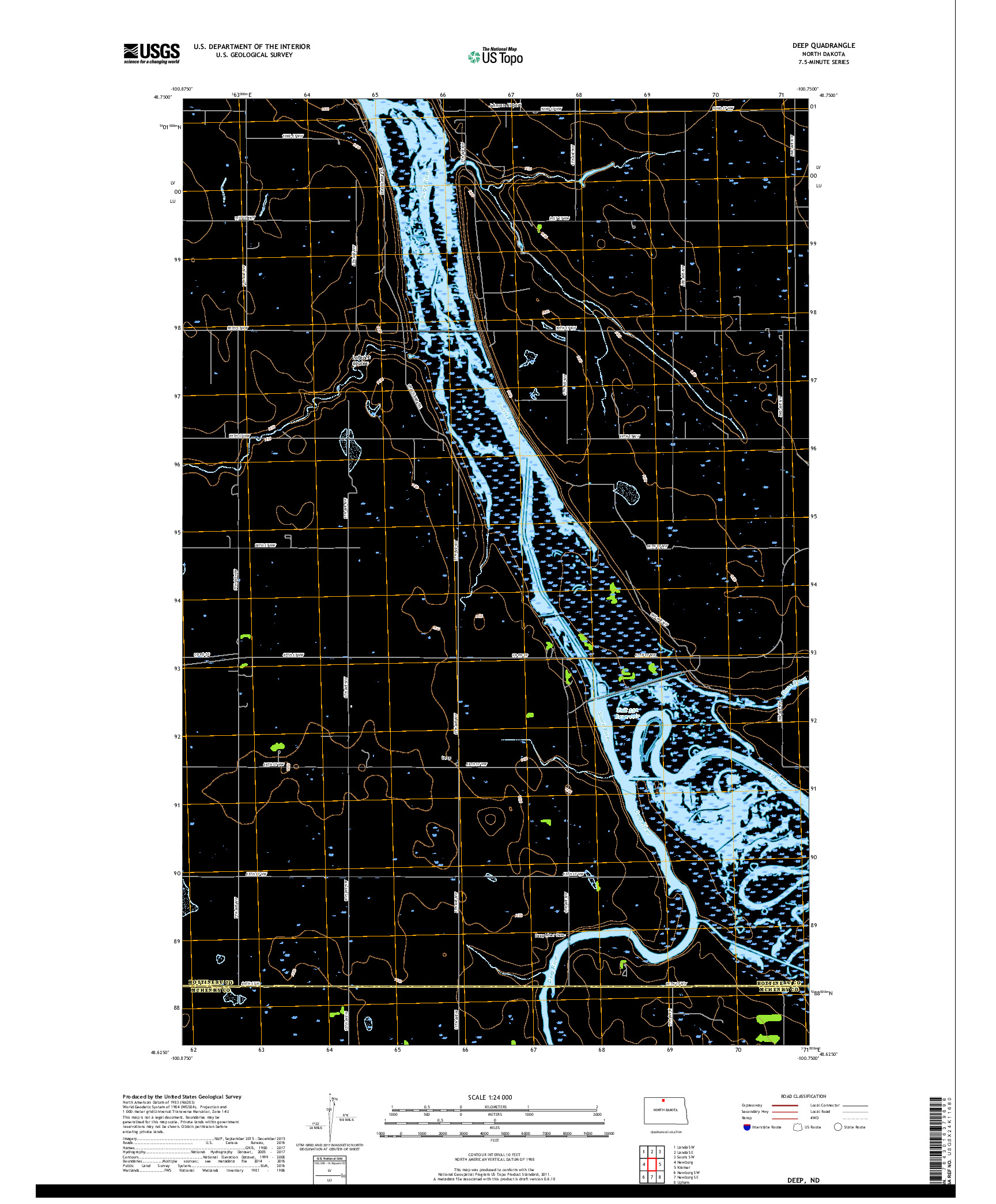 USGS US TOPO 7.5-MINUTE MAP FOR DEEP, ND 2017