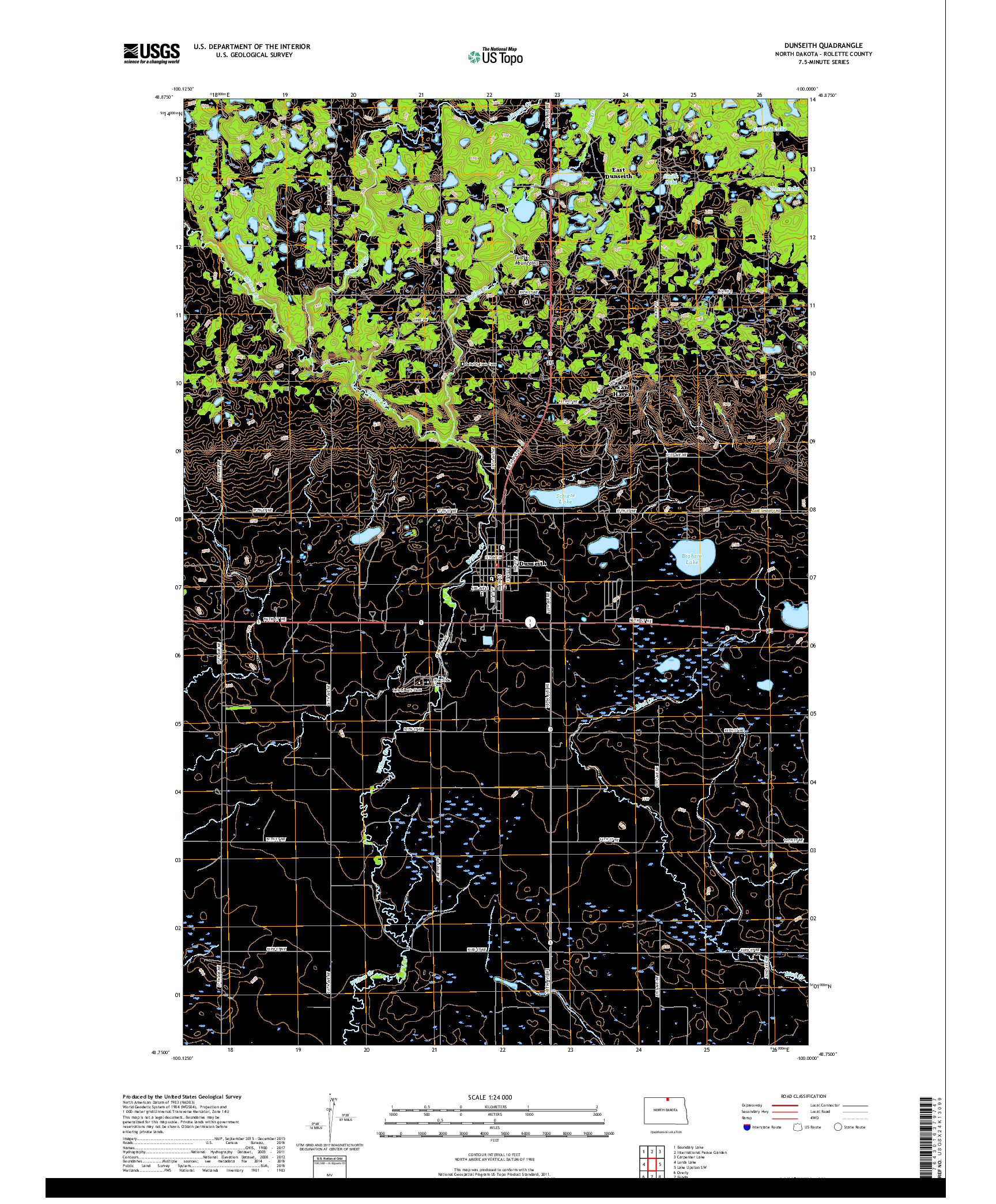 USGS US TOPO 7.5-MINUTE MAP FOR DUNSEITH, ND 2017