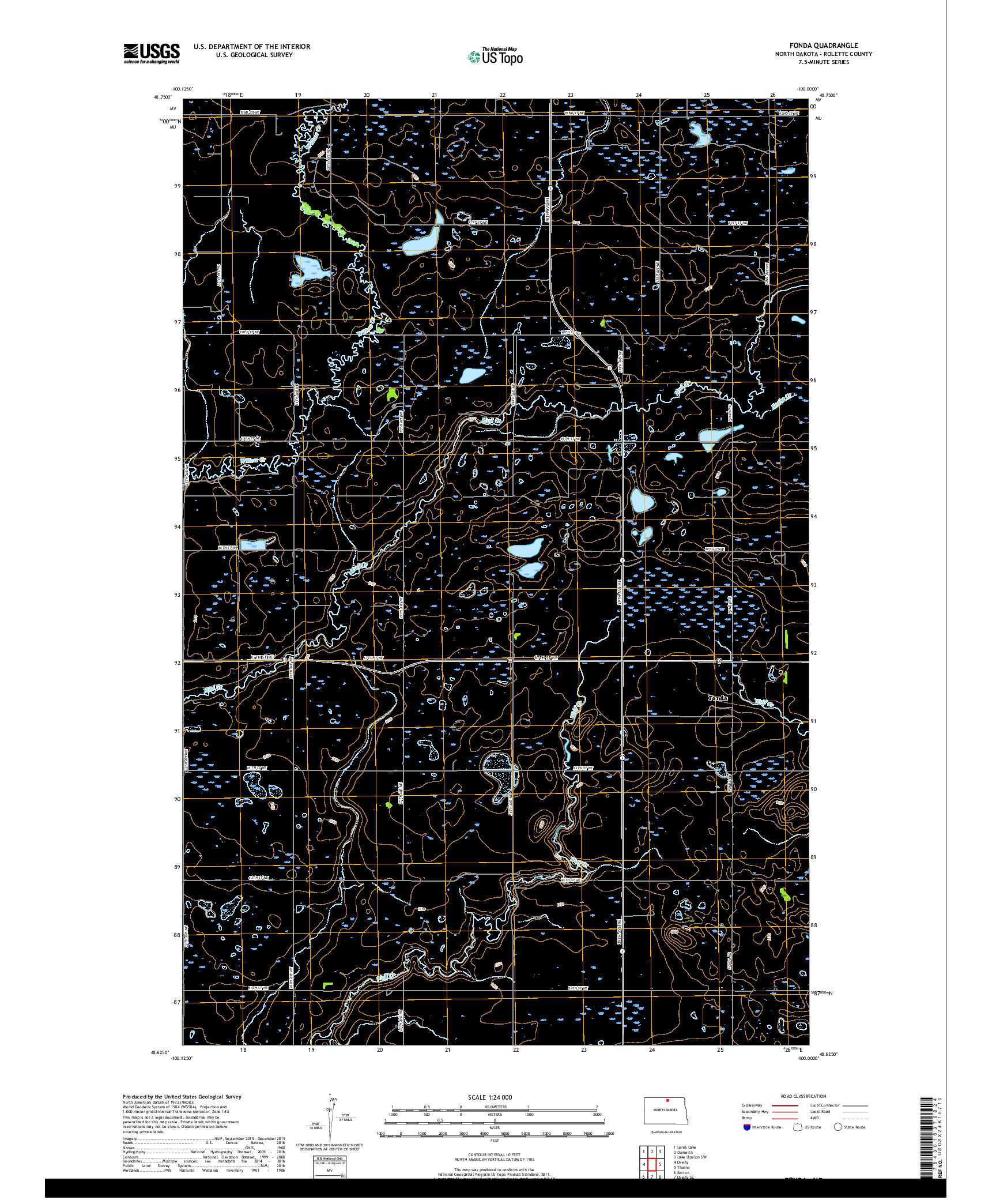 USGS US TOPO 7.5-MINUTE MAP FOR FONDA, ND 2017