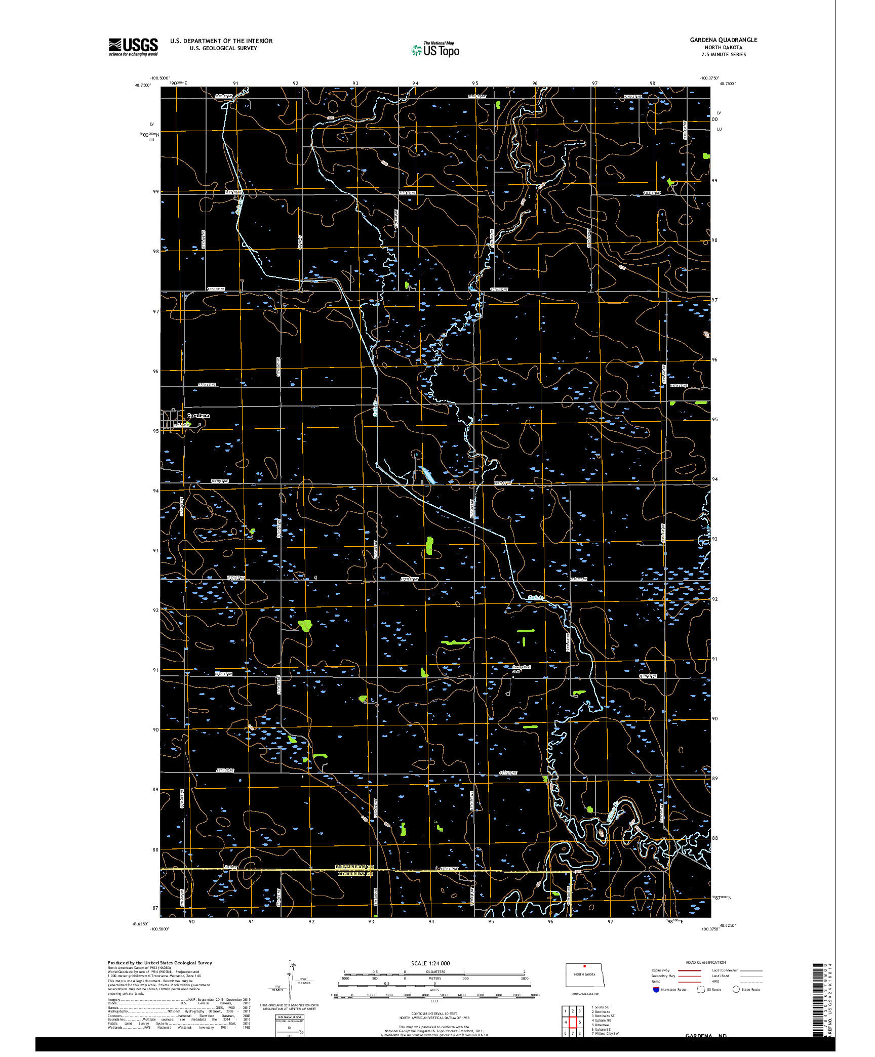 USGS US TOPO 7.5-MINUTE MAP FOR GARDENA, ND 2017