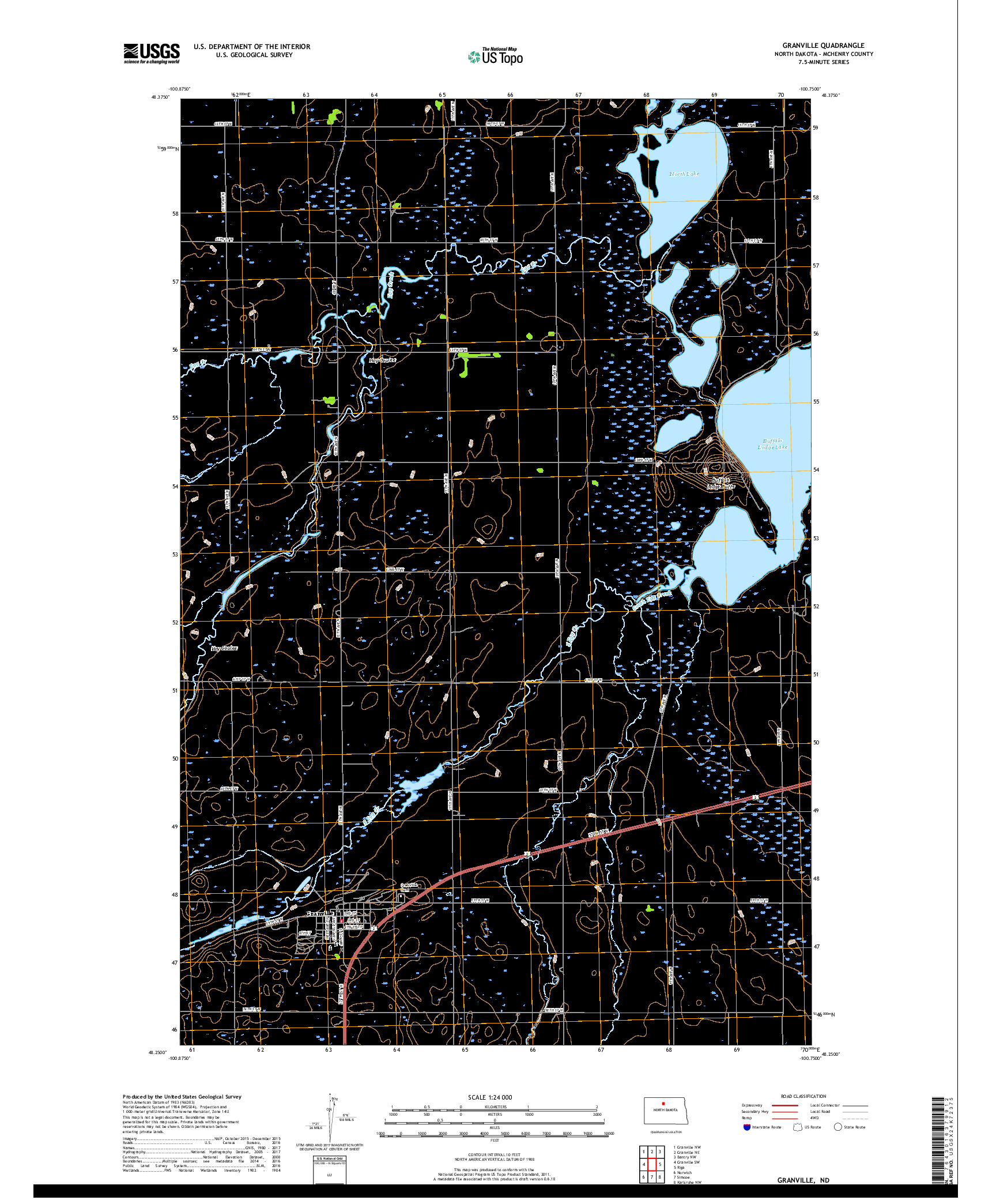 USGS US TOPO 7.5-MINUTE MAP FOR GRANVILLE, ND 2017