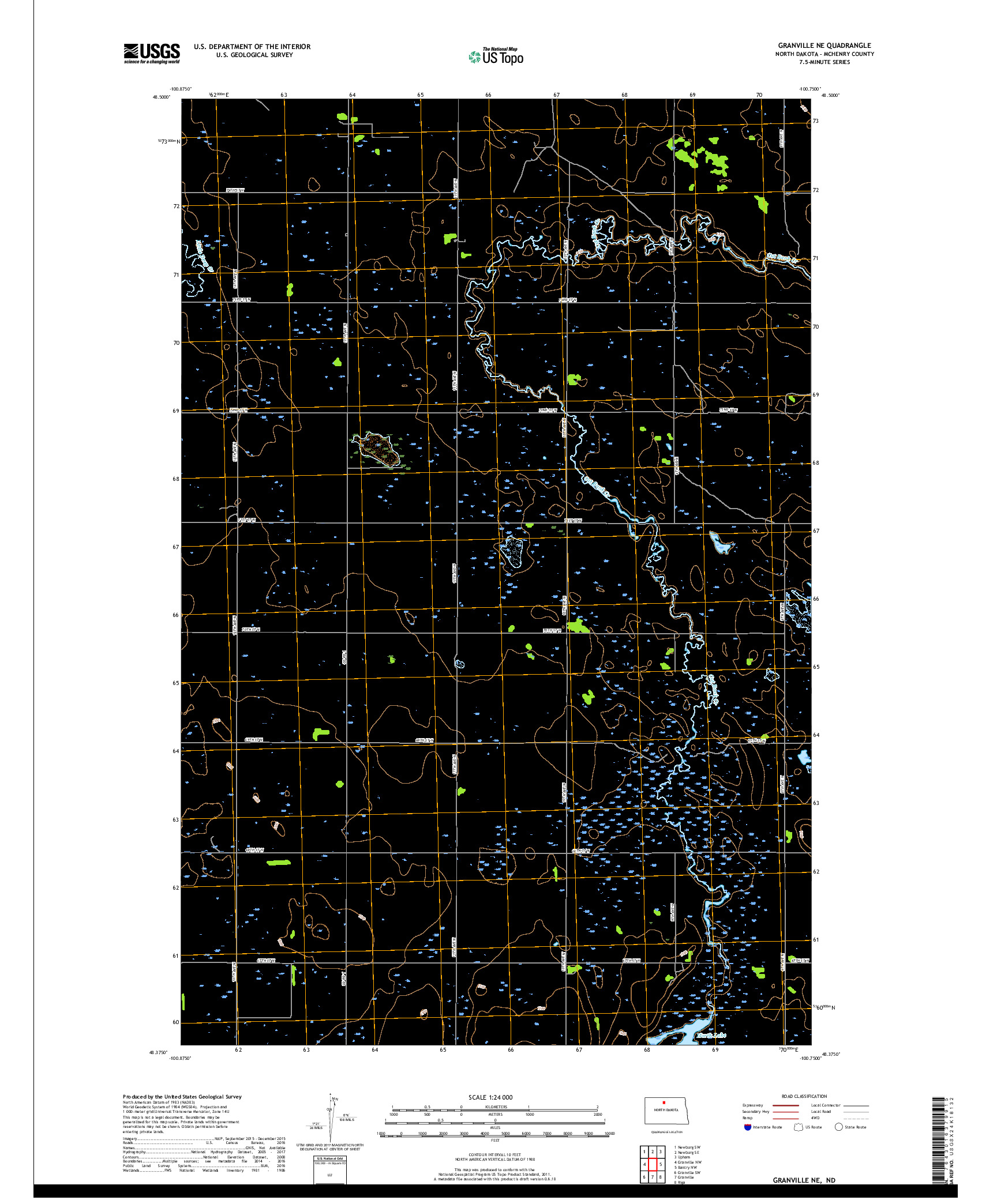 USGS US TOPO 7.5-MINUTE MAP FOR GRANVILLE NE, ND 2017