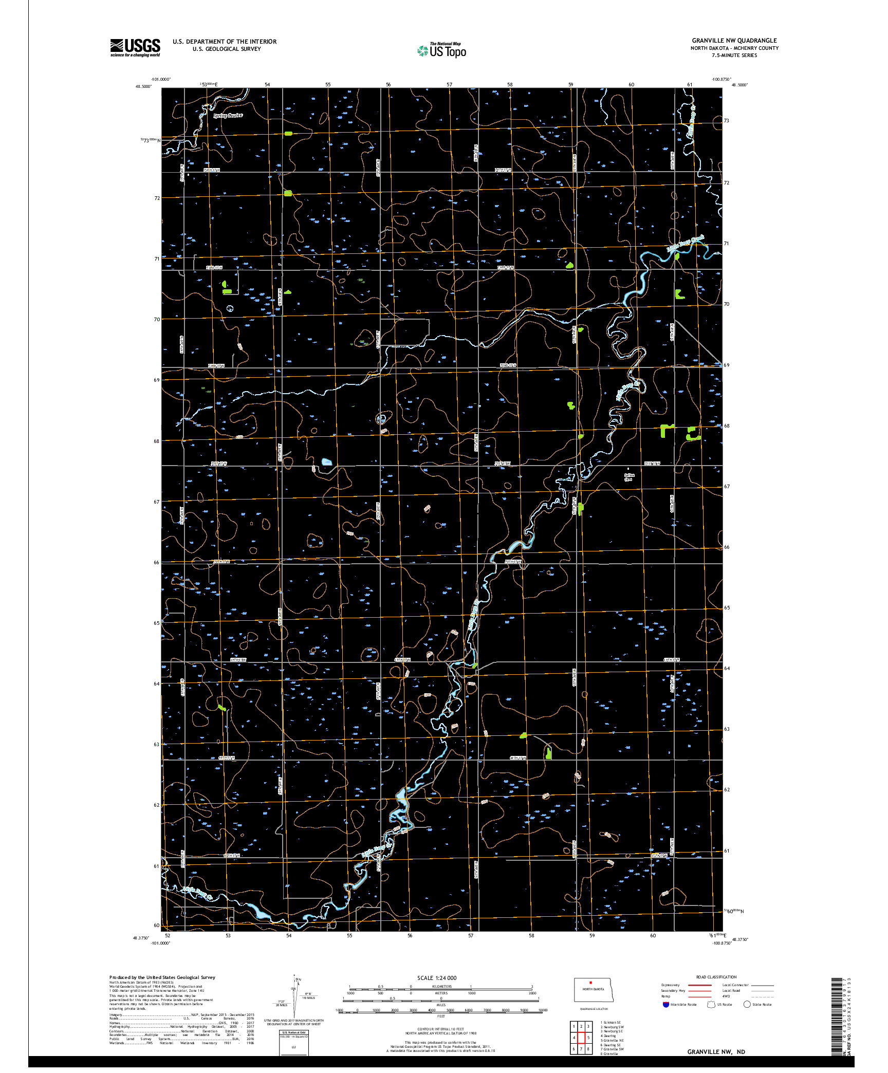 USGS US TOPO 7.5-MINUTE MAP FOR GRANVILLE NW, ND 2017