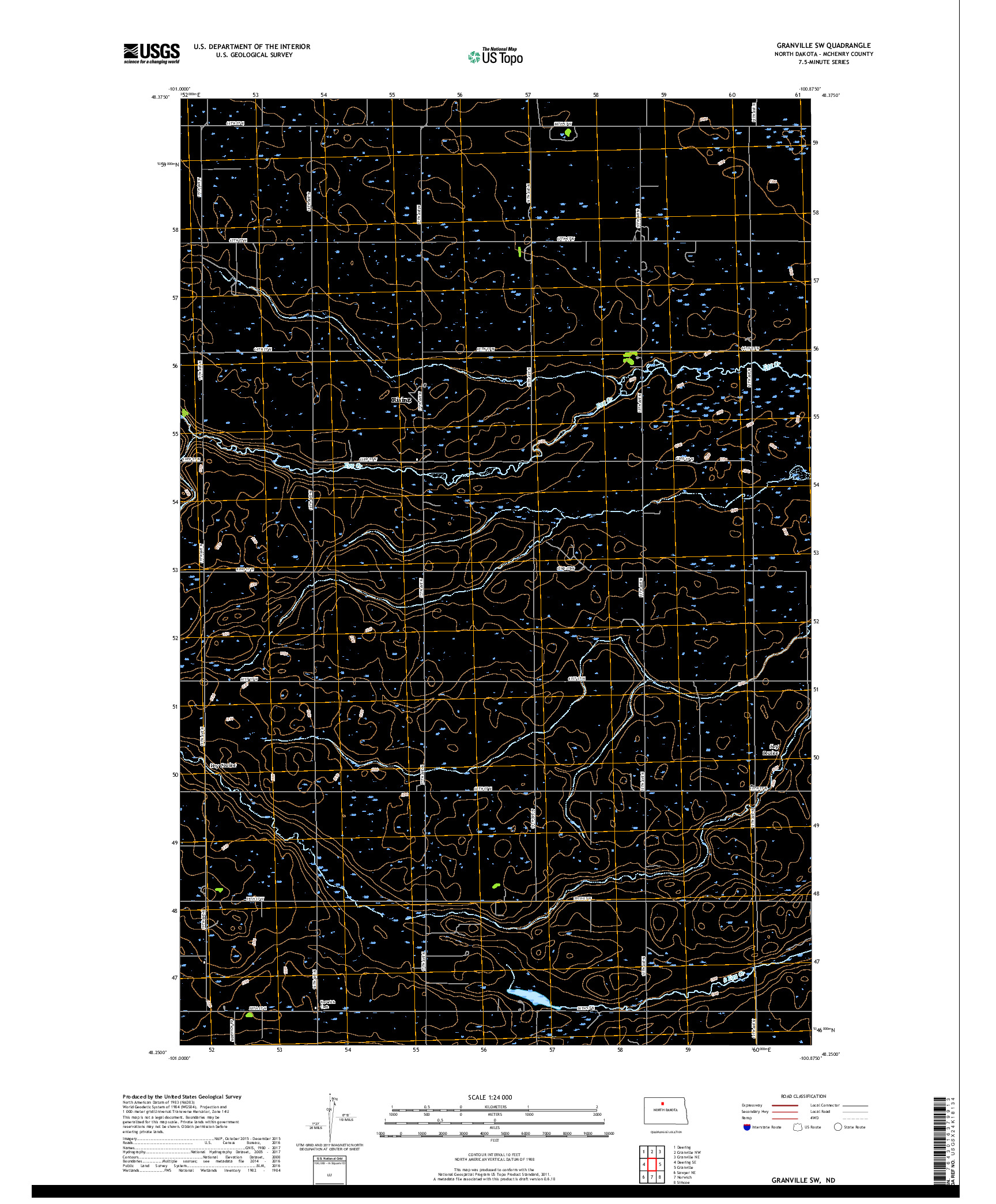 USGS US TOPO 7.5-MINUTE MAP FOR GRANVILLE SW, ND 2017