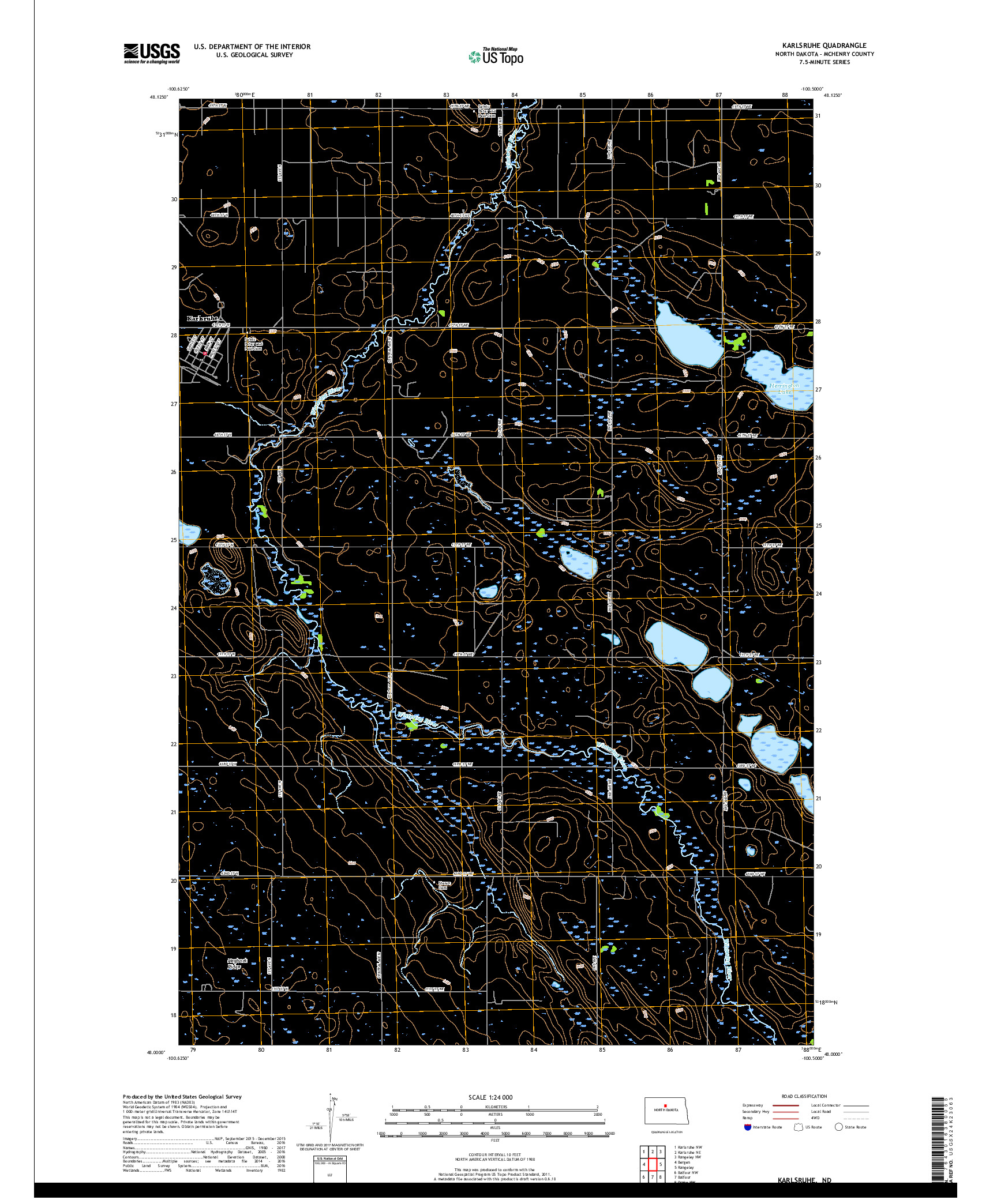 USGS US TOPO 7.5-MINUTE MAP FOR KARLSRUHE, ND 2017