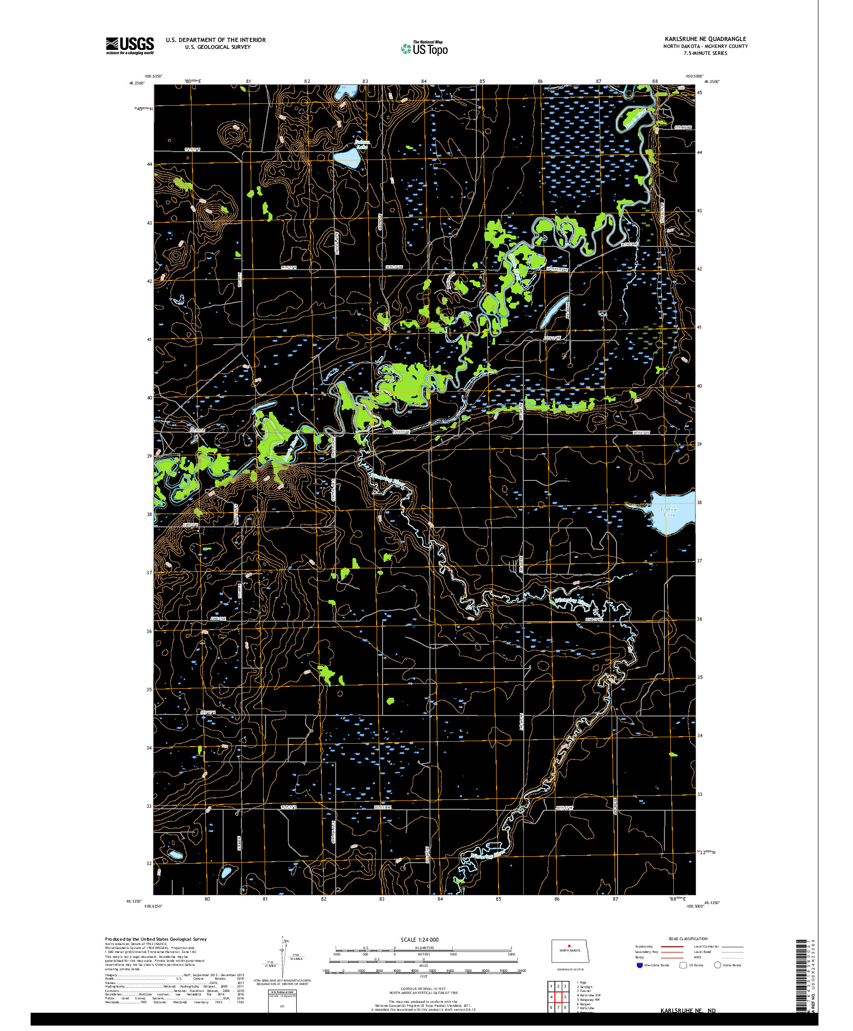 USGS US TOPO 7.5-MINUTE MAP FOR KARLSRUHE NE, ND 2017