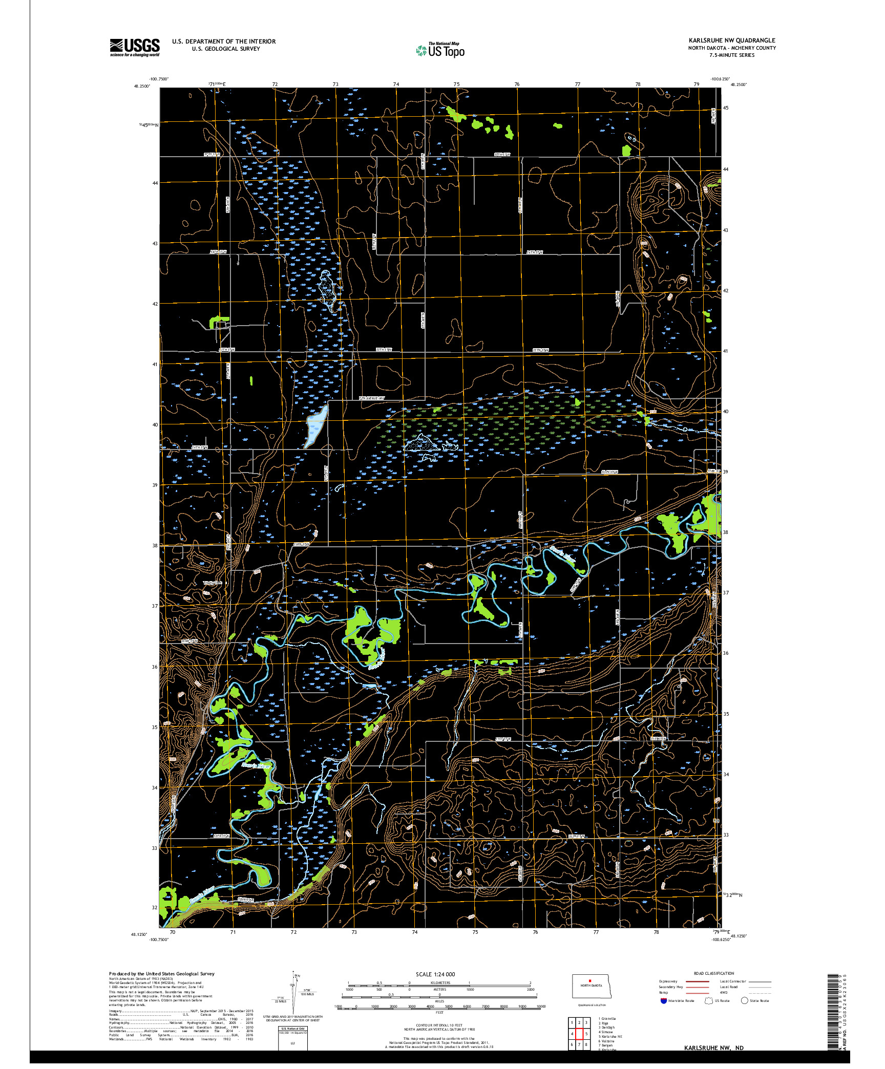 USGS US TOPO 7.5-MINUTE MAP FOR KARLSRUHE NW, ND 2017