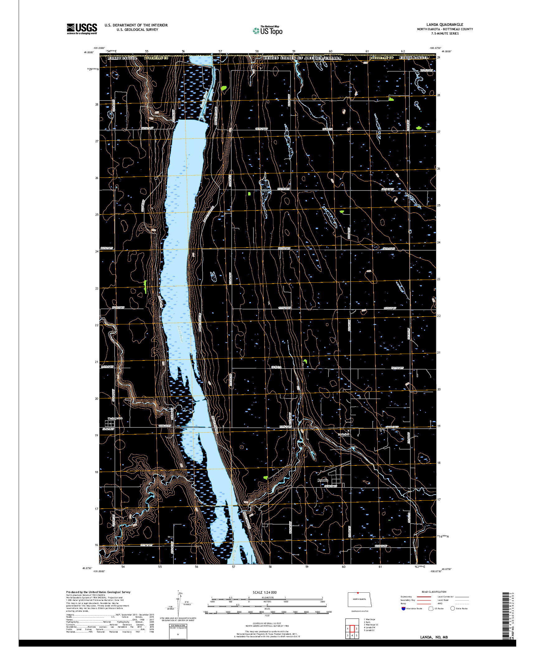 USGS US TOPO 7.5-MINUTE MAP FOR LANDA, ND,MB 2017