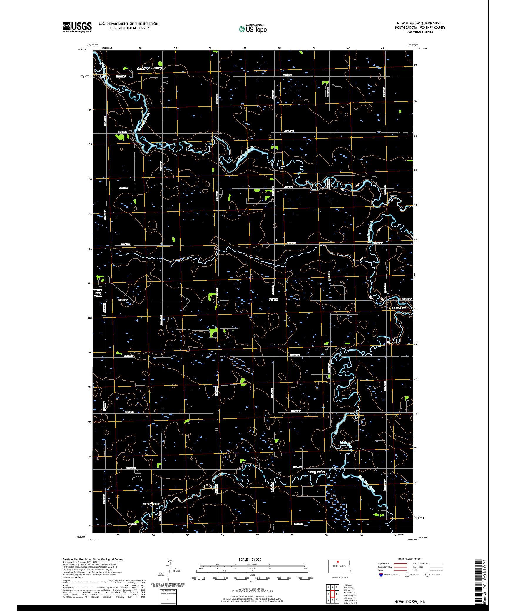 USGS US TOPO 7.5-MINUTE MAP FOR NEWBURG SW, ND 2017
