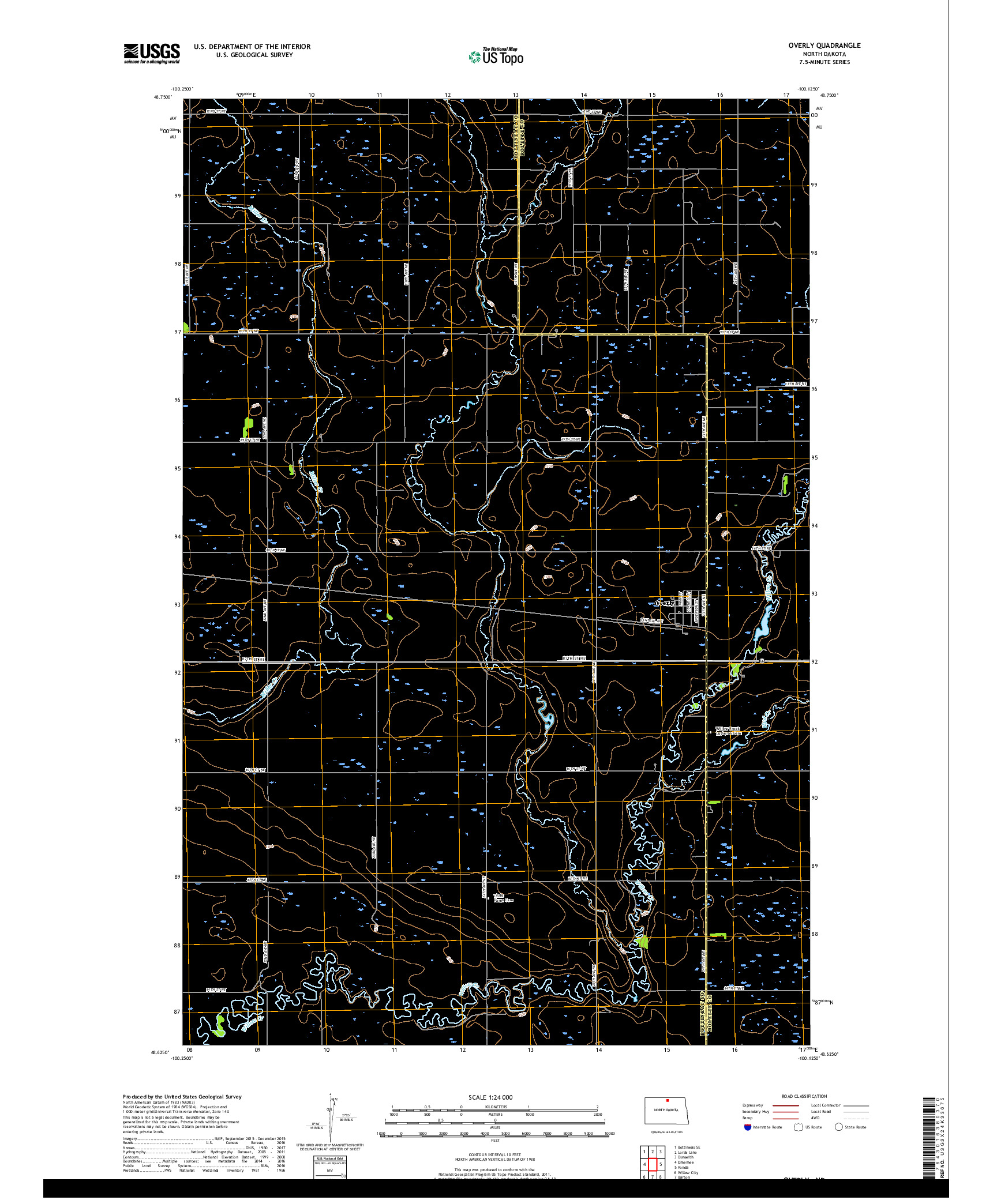 USGS US TOPO 7.5-MINUTE MAP FOR OVERLY, ND 2017