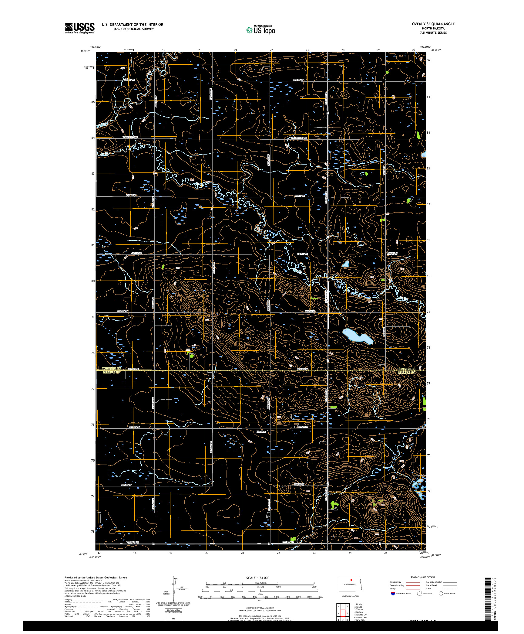 USGS US TOPO 7.5-MINUTE MAP FOR OVERLY SE, ND 2017