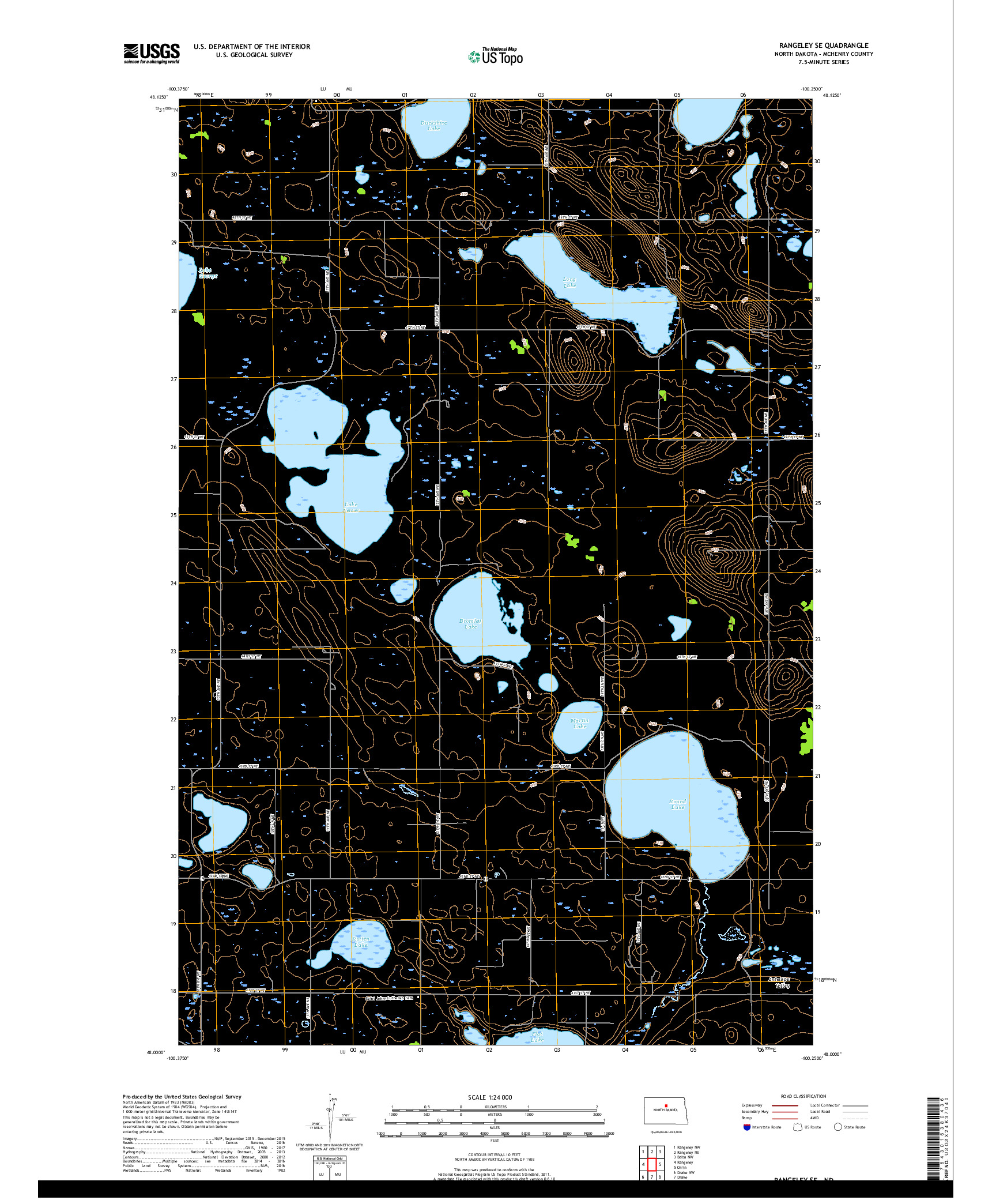 USGS US TOPO 7.5-MINUTE MAP FOR RANGELEY SE, ND 2017