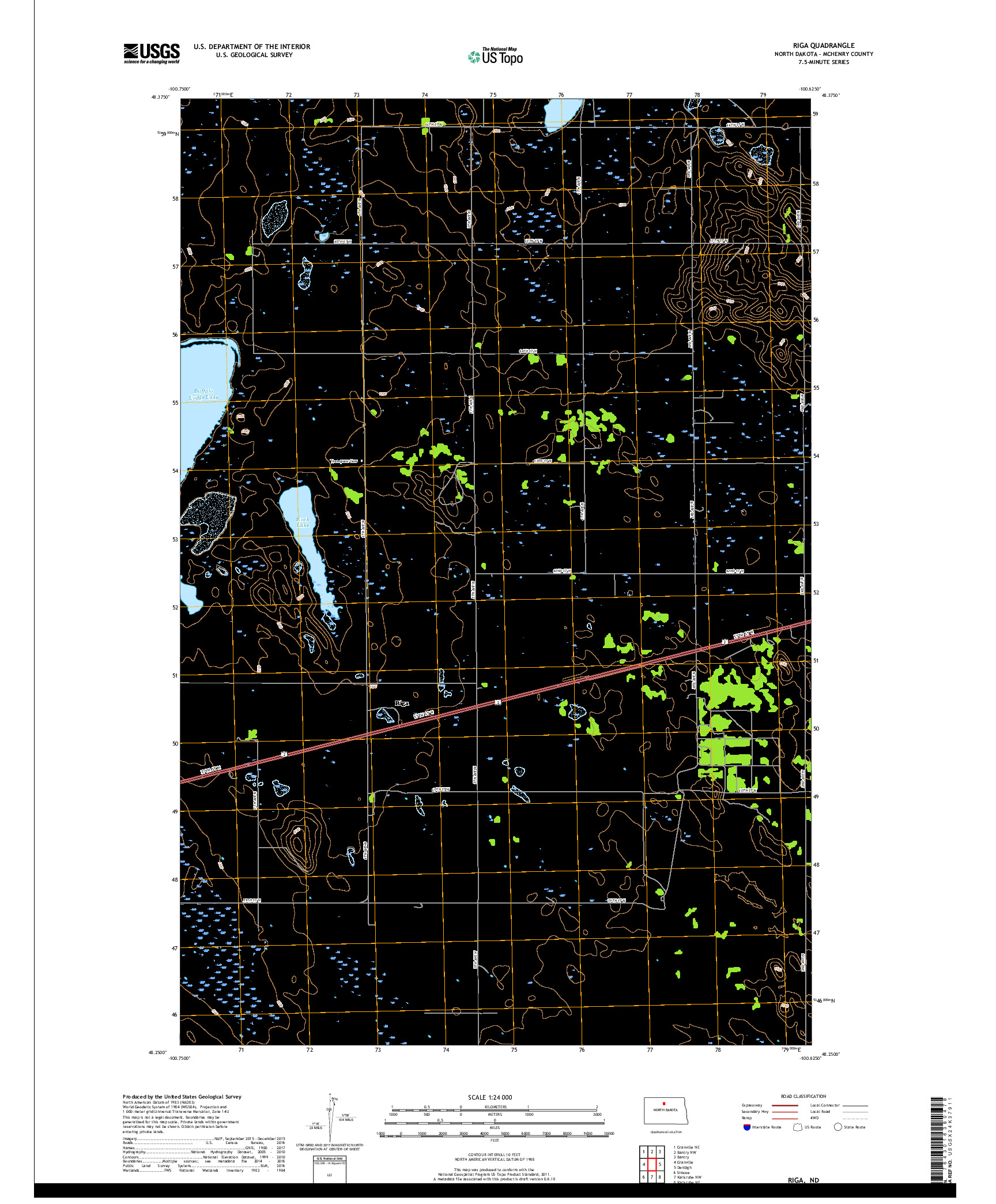 USGS US TOPO 7.5-MINUTE MAP FOR RIGA, ND 2017