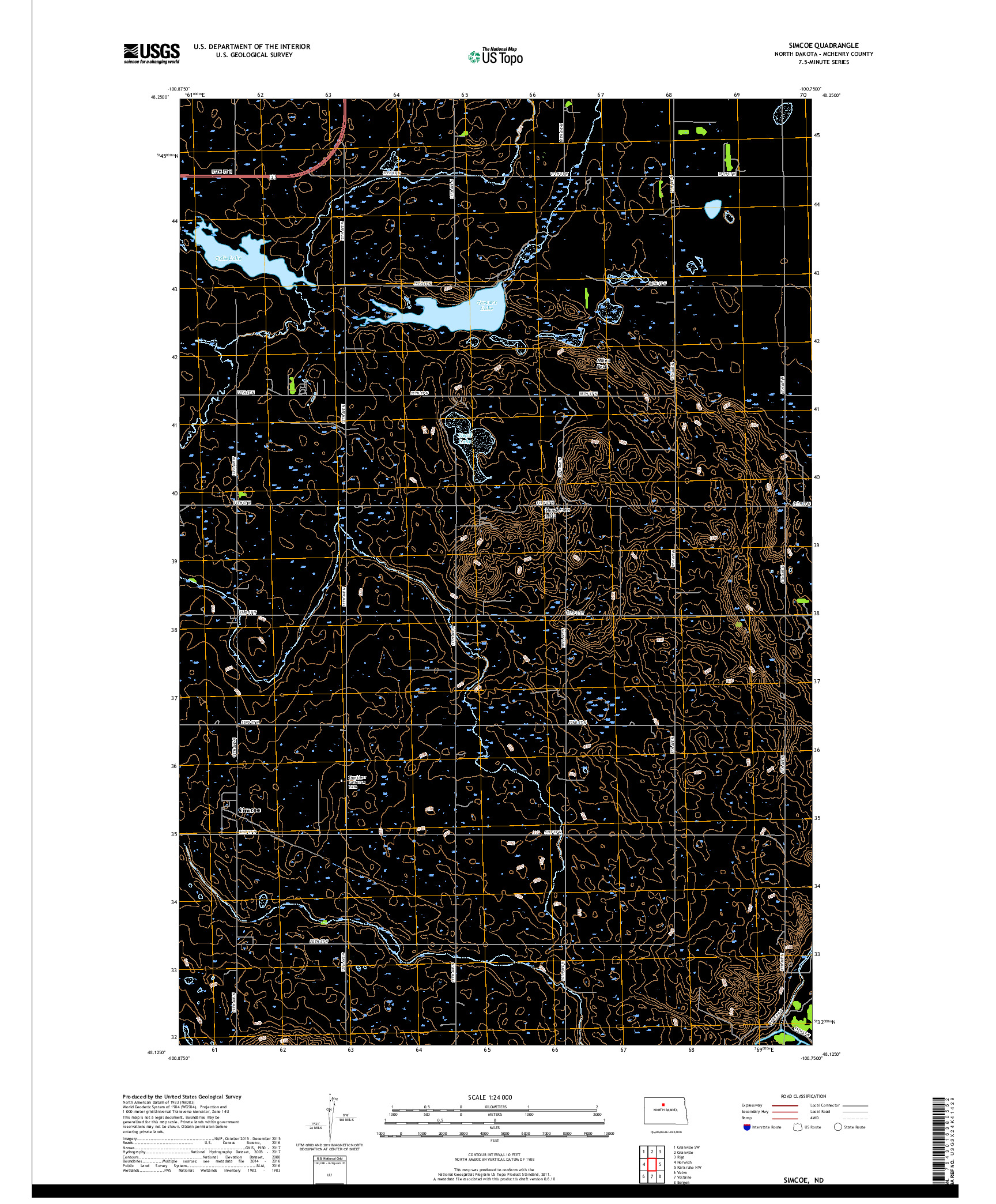 USGS US TOPO 7.5-MINUTE MAP FOR SIMCOE, ND 2017