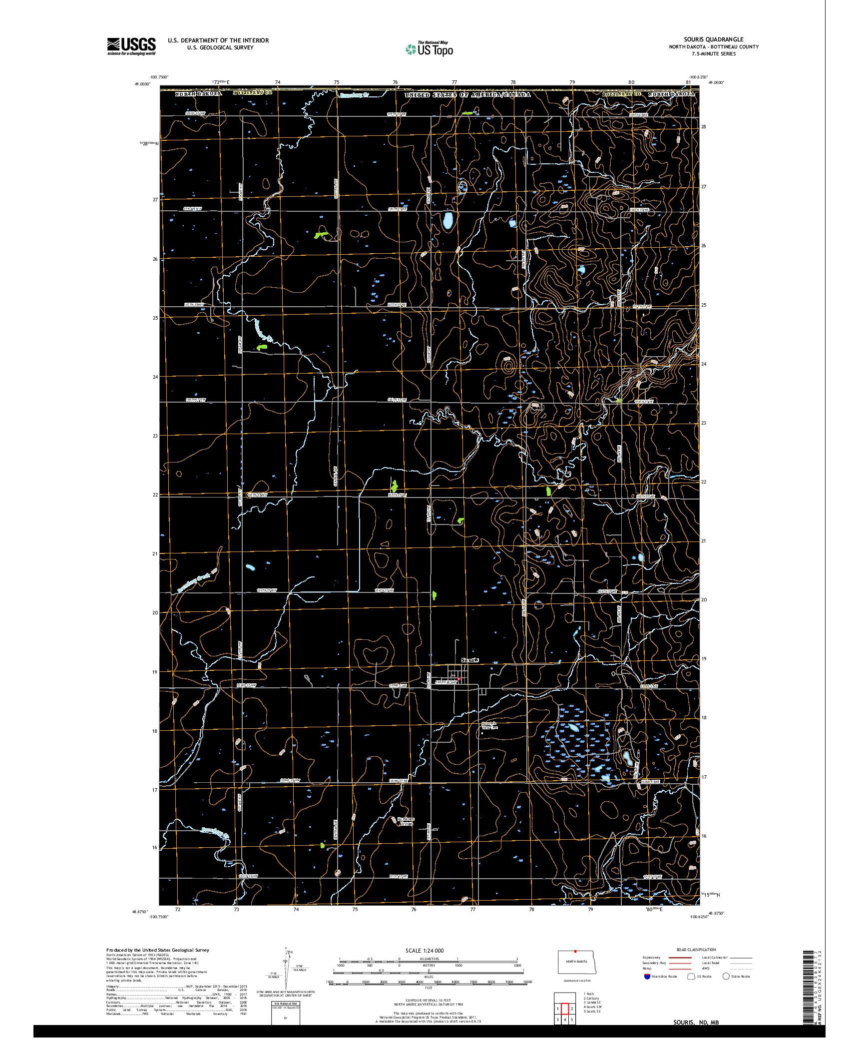 USGS US TOPO 7.5-MINUTE MAP FOR SOURIS, ND,MB 2017