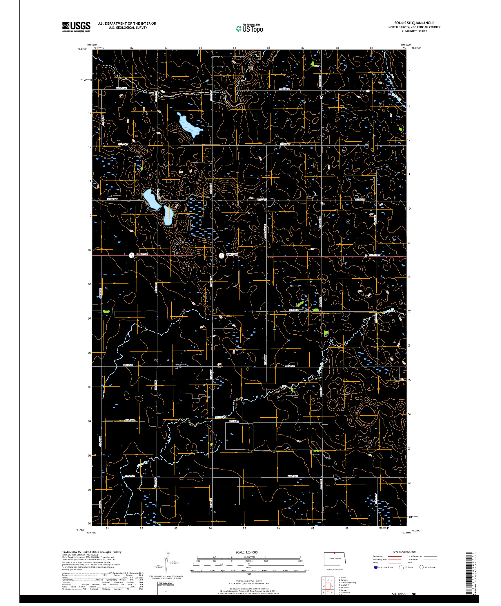 USGS US TOPO 7.5-MINUTE MAP FOR SOURIS SE, ND 2017