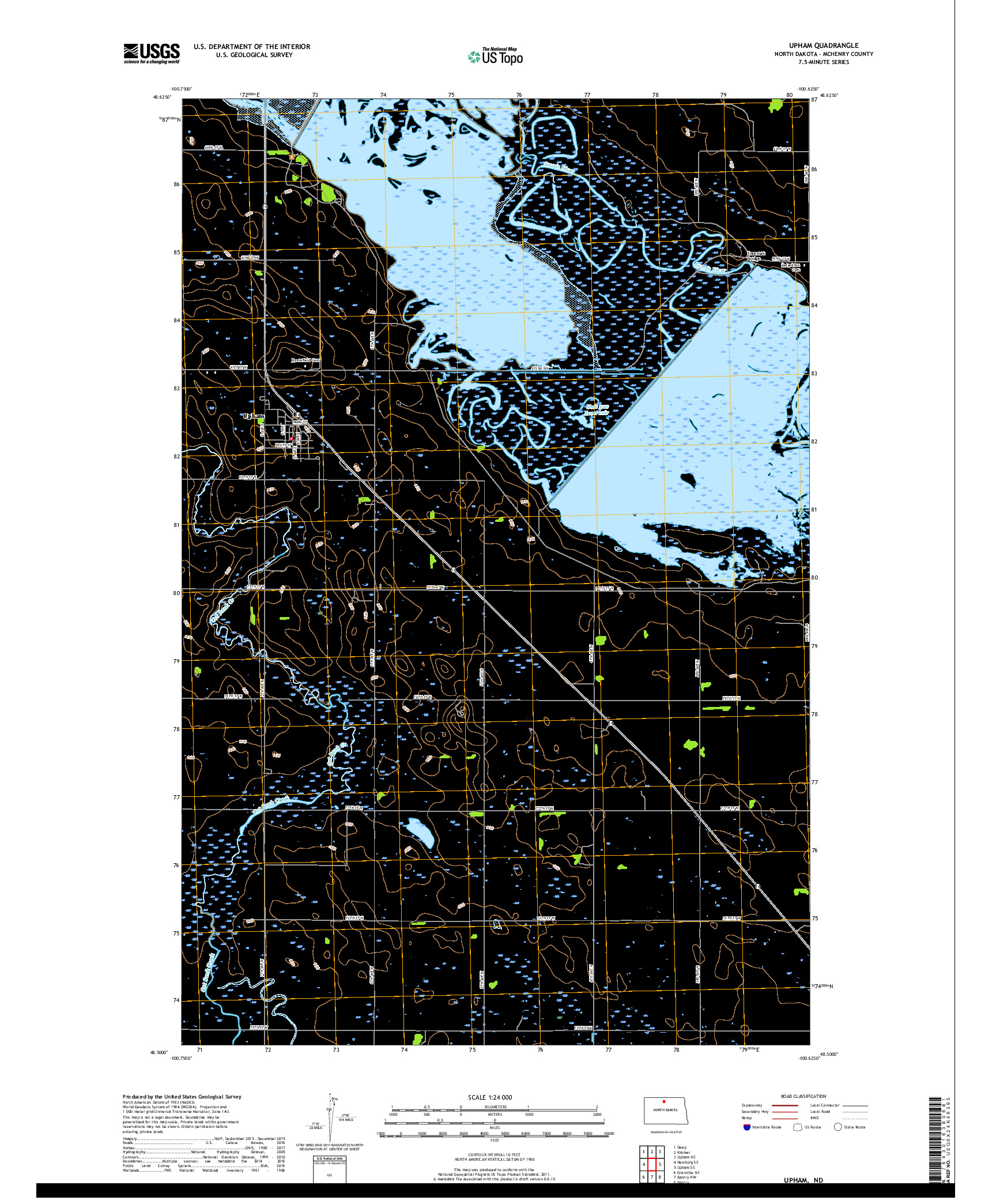 USGS US TOPO 7.5-MINUTE MAP FOR UPHAM, ND 2017