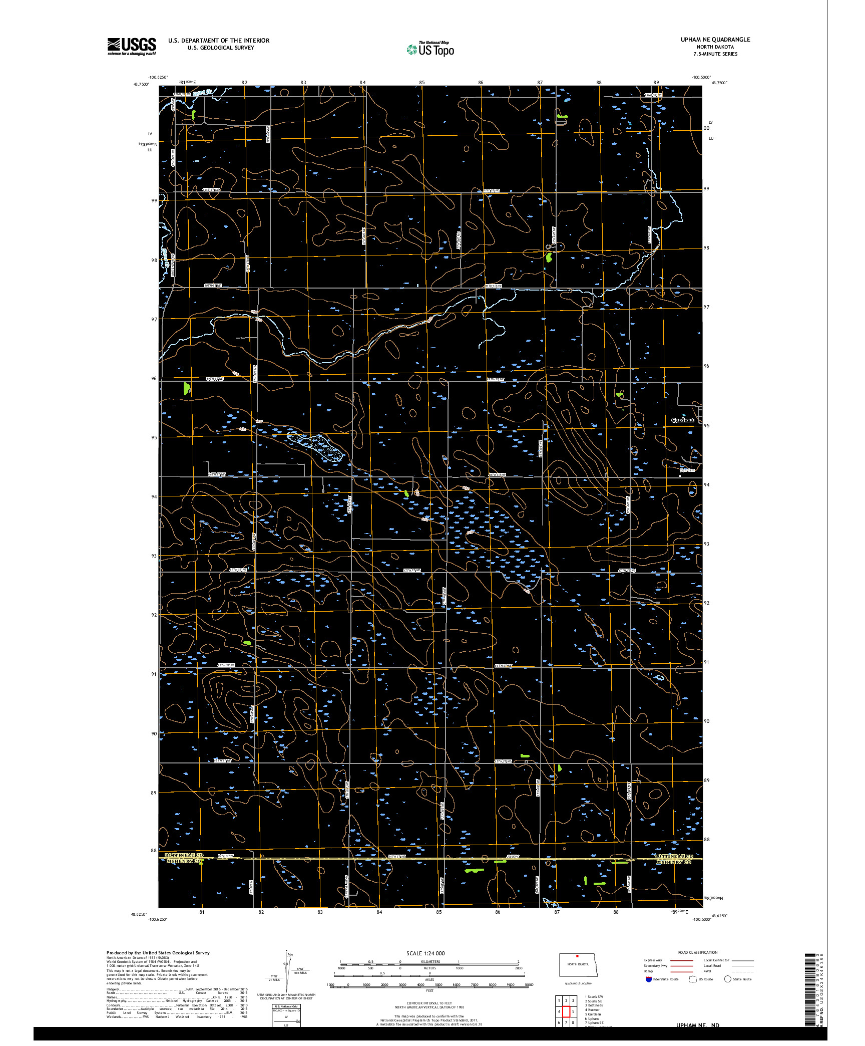 USGS US TOPO 7.5-MINUTE MAP FOR UPHAM NE, ND 2017