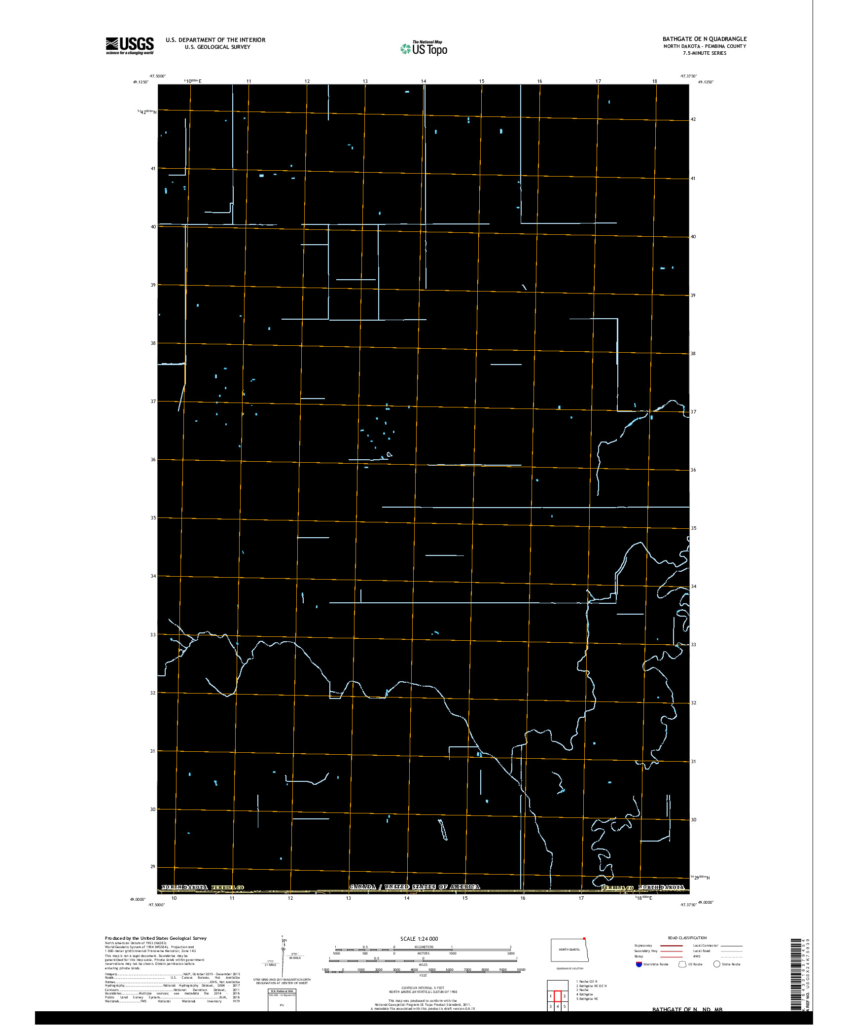 USGS US TOPO 7.5-MINUTE MAP FOR BATHGATE OE N, ND,MB 2017