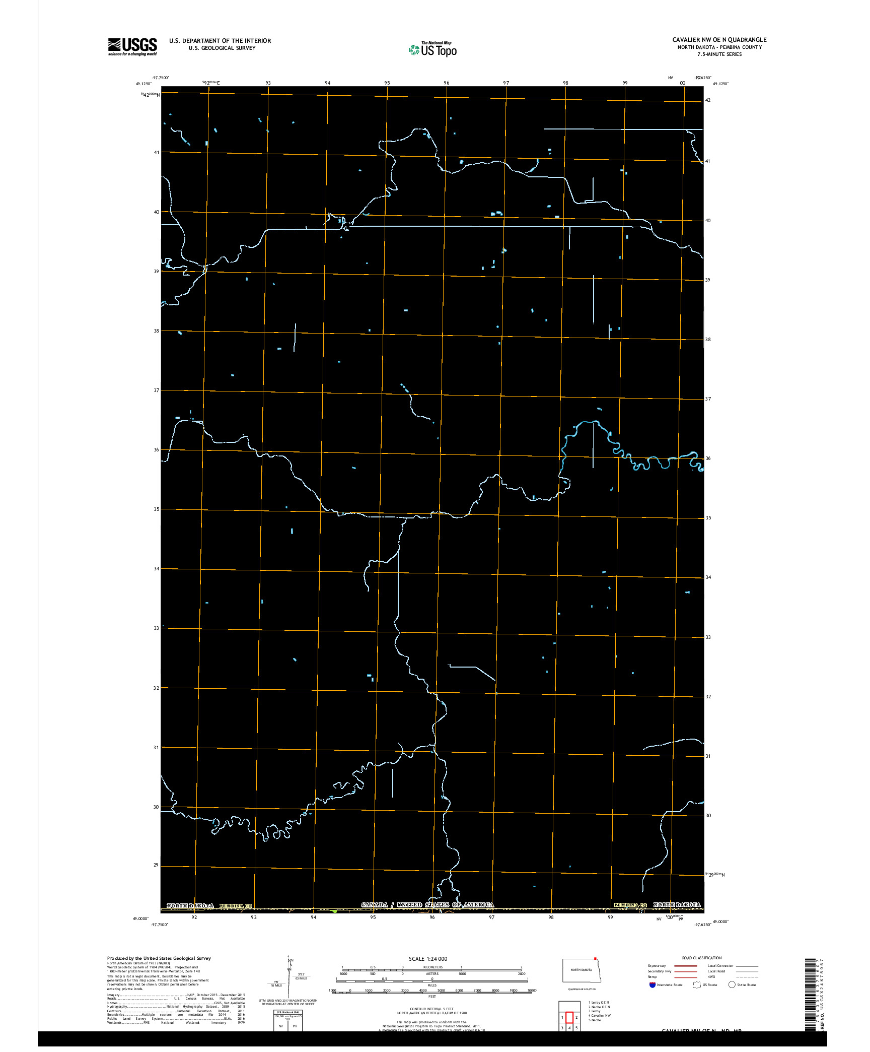 USGS US TOPO 7.5-MINUTE MAP FOR CAVALIER NW OE N, ND,MB 2017