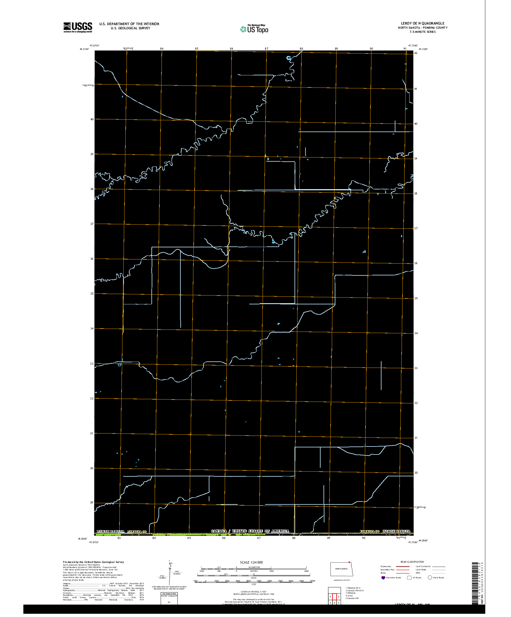 USGS US TOPO 7.5-MINUTE MAP FOR LEROY OE N, ND,MB 2017