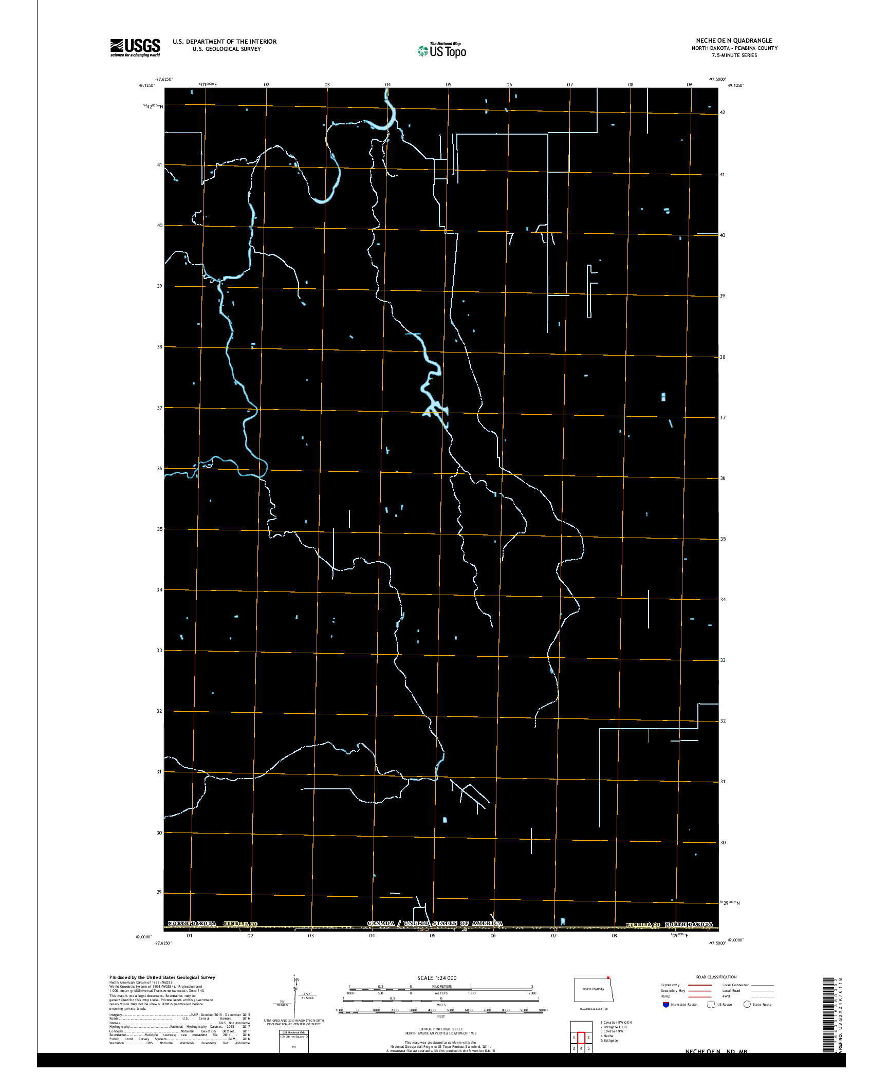 USGS US TOPO 7.5-MINUTE MAP FOR NECHE OE N, ND,MB 2017
