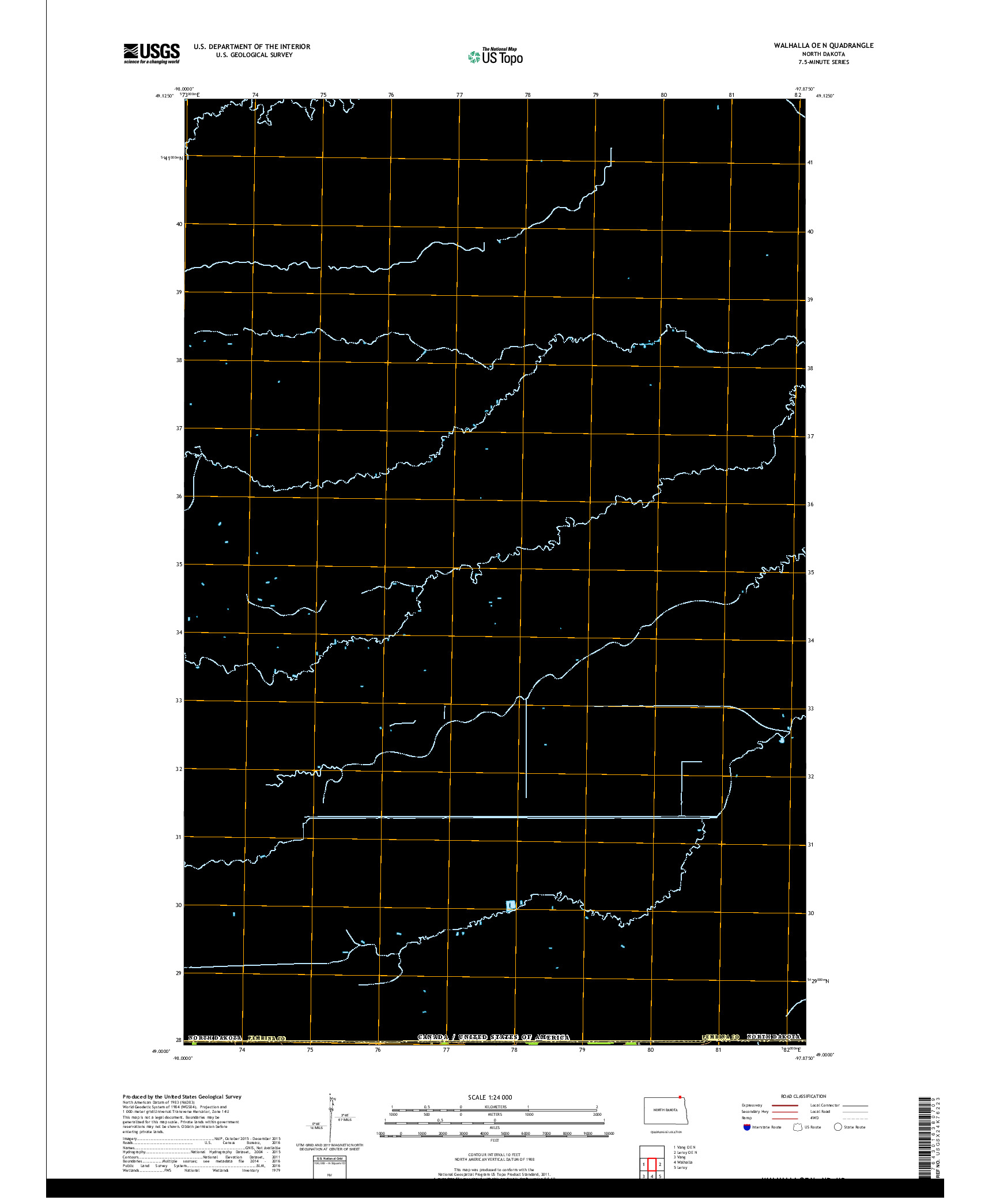 USGS US TOPO 7.5-MINUTE MAP FOR WALHALLA OE N, ND,MB 2017