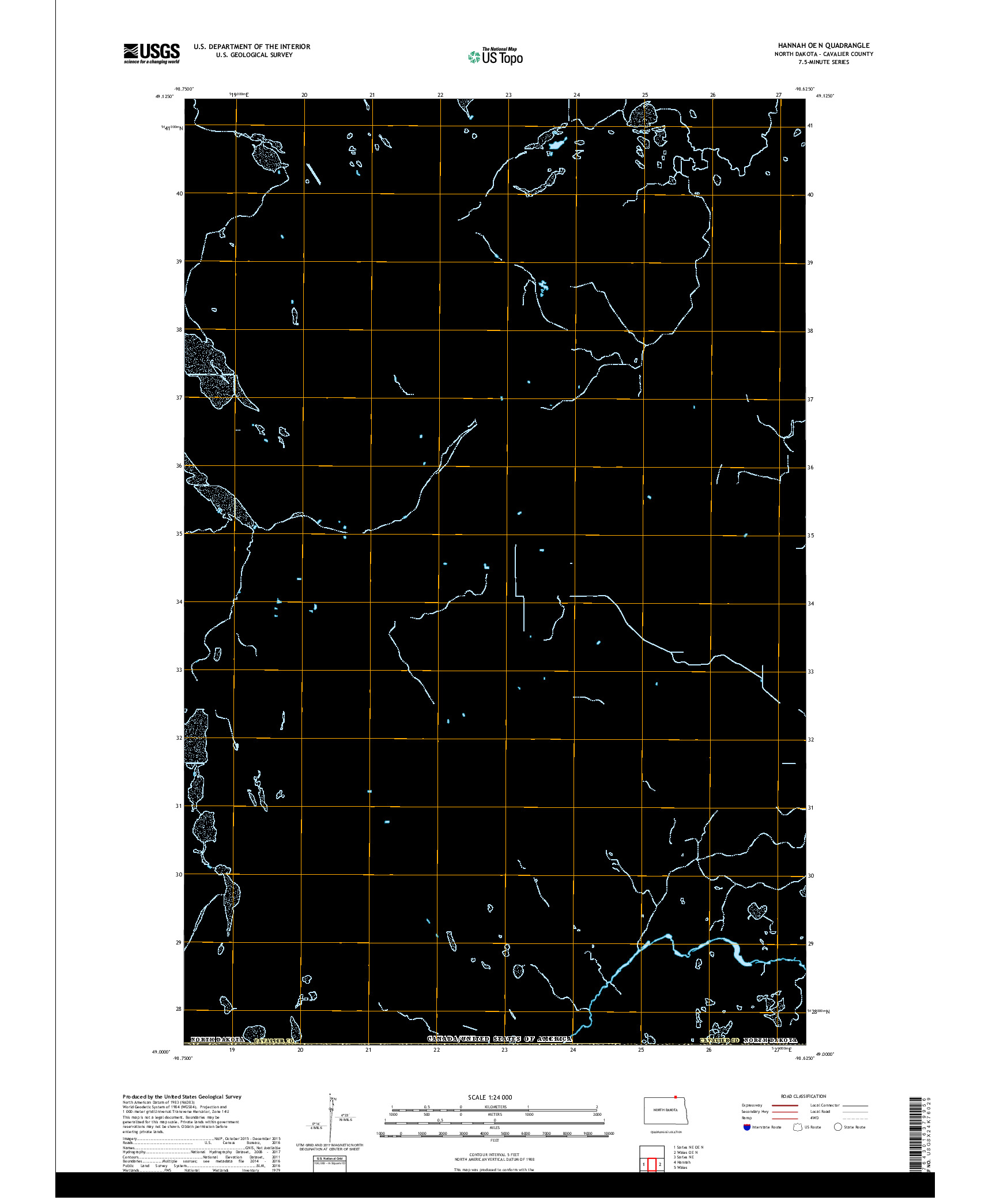 USGS US TOPO 7.5-MINUTE MAP FOR HANNAH OE N, ND,MB 2017