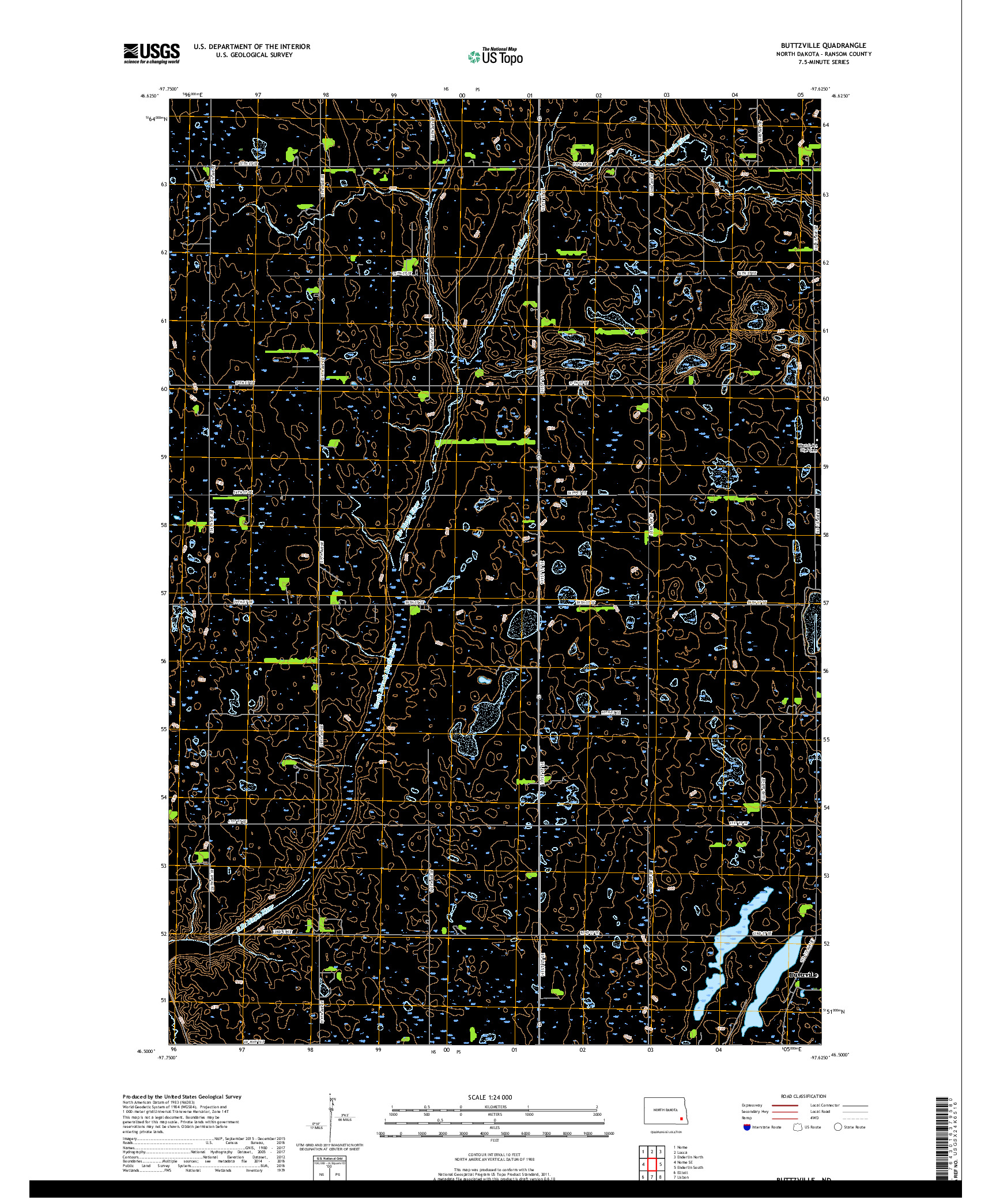 USGS US TOPO 7.5-MINUTE MAP FOR BUTTZVILLE, ND 2017