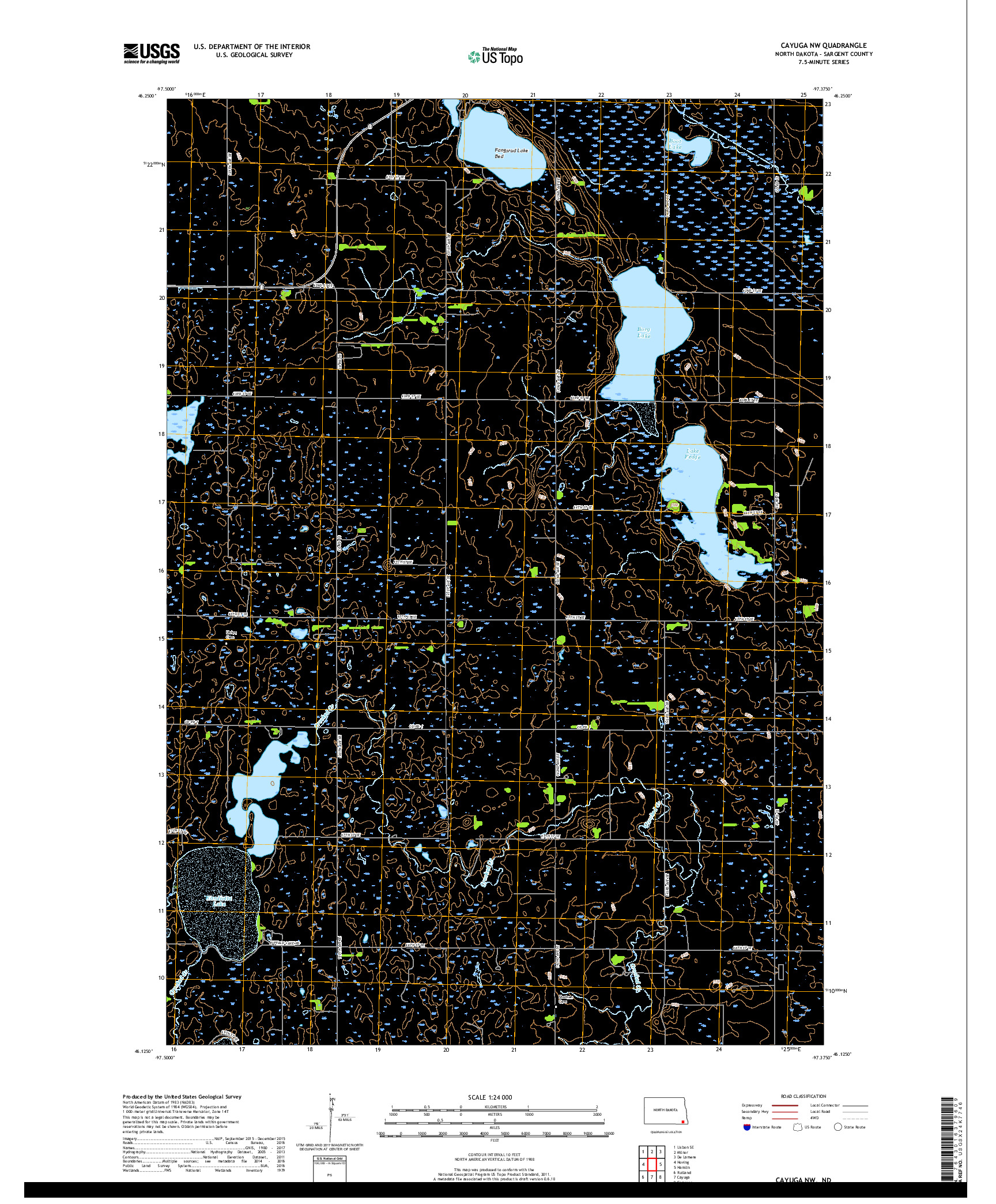 USGS US TOPO 7.5-MINUTE MAP FOR CAYUGA NW, ND 2017