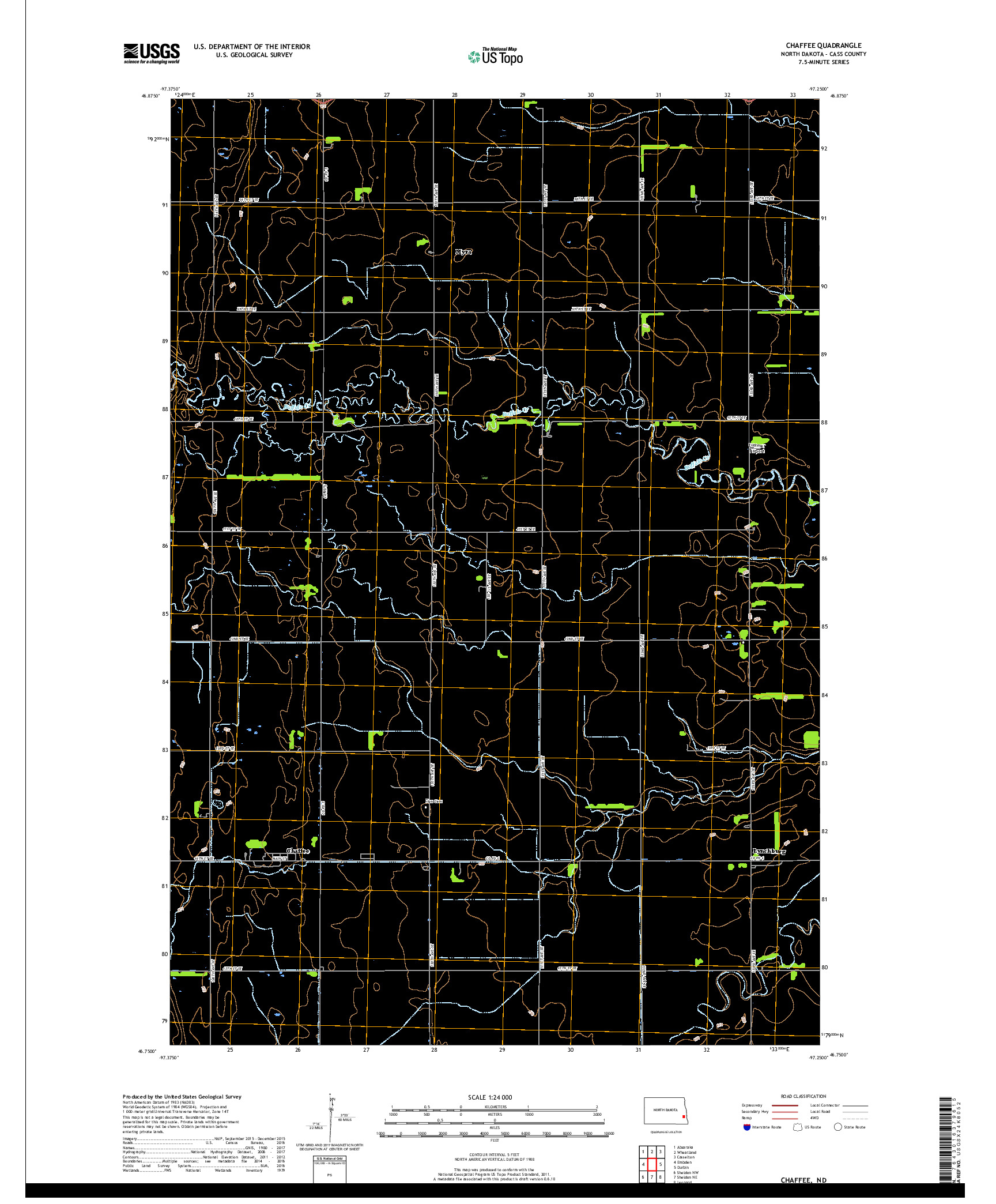 USGS US TOPO 7.5-MINUTE MAP FOR CHAFFEE, ND 2017