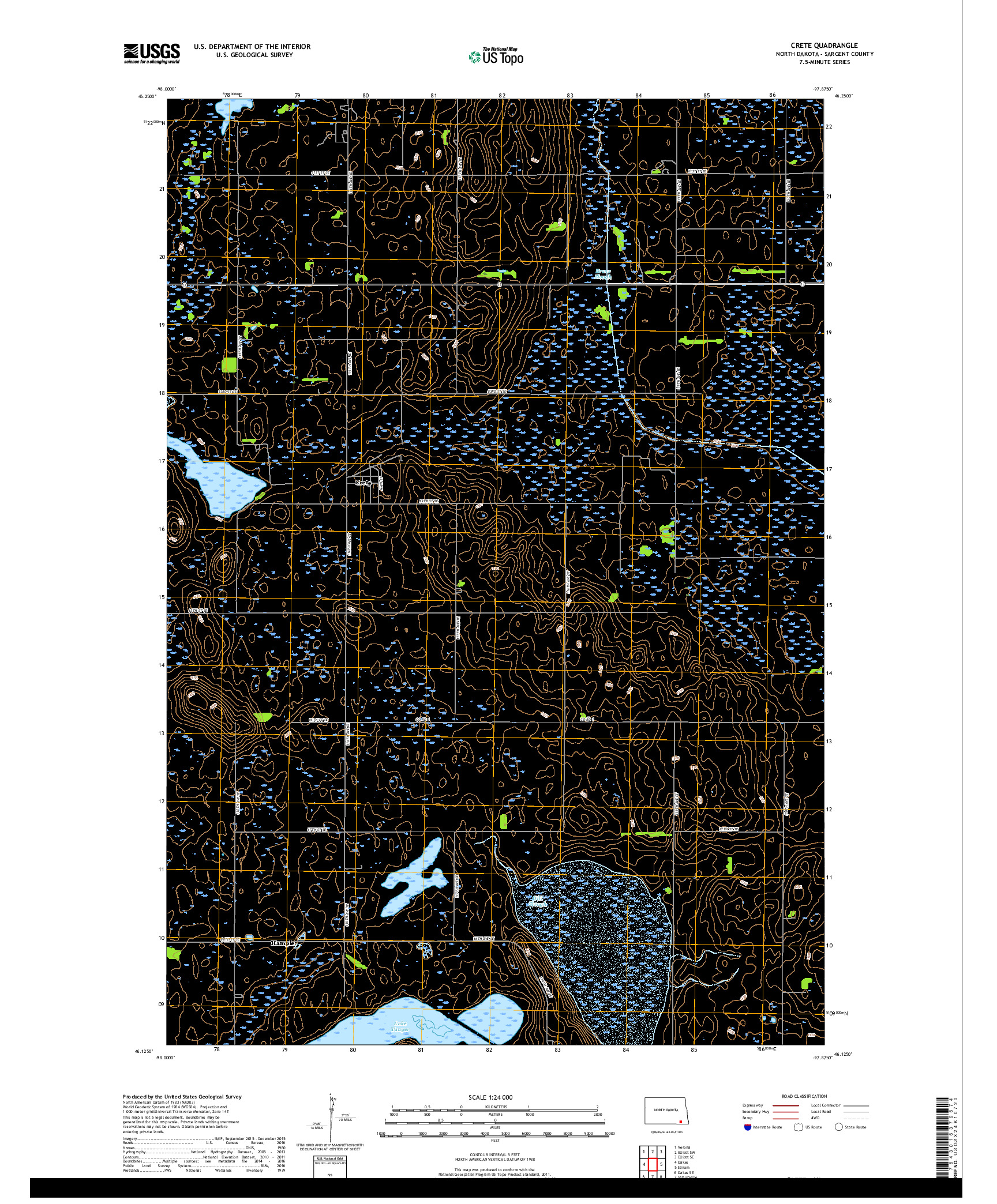 USGS US TOPO 7.5-MINUTE MAP FOR CRETE, ND 2017