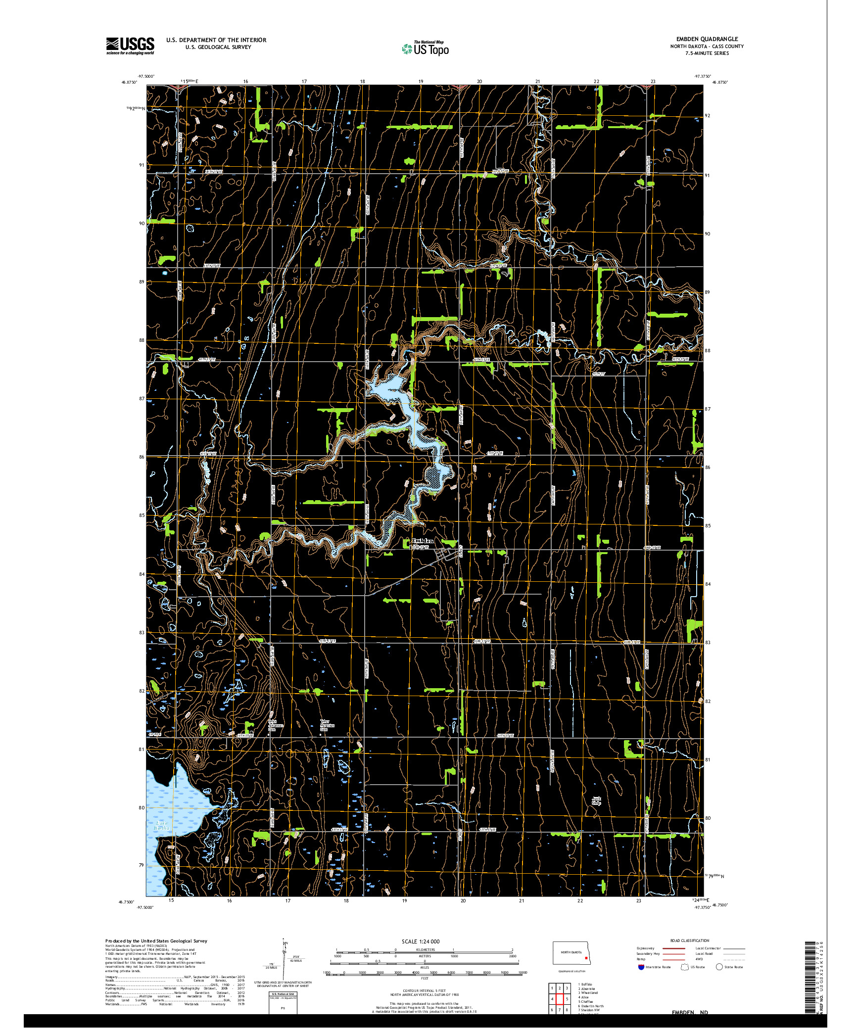 USGS US TOPO 7.5-MINUTE MAP FOR EMBDEN, ND 2017
