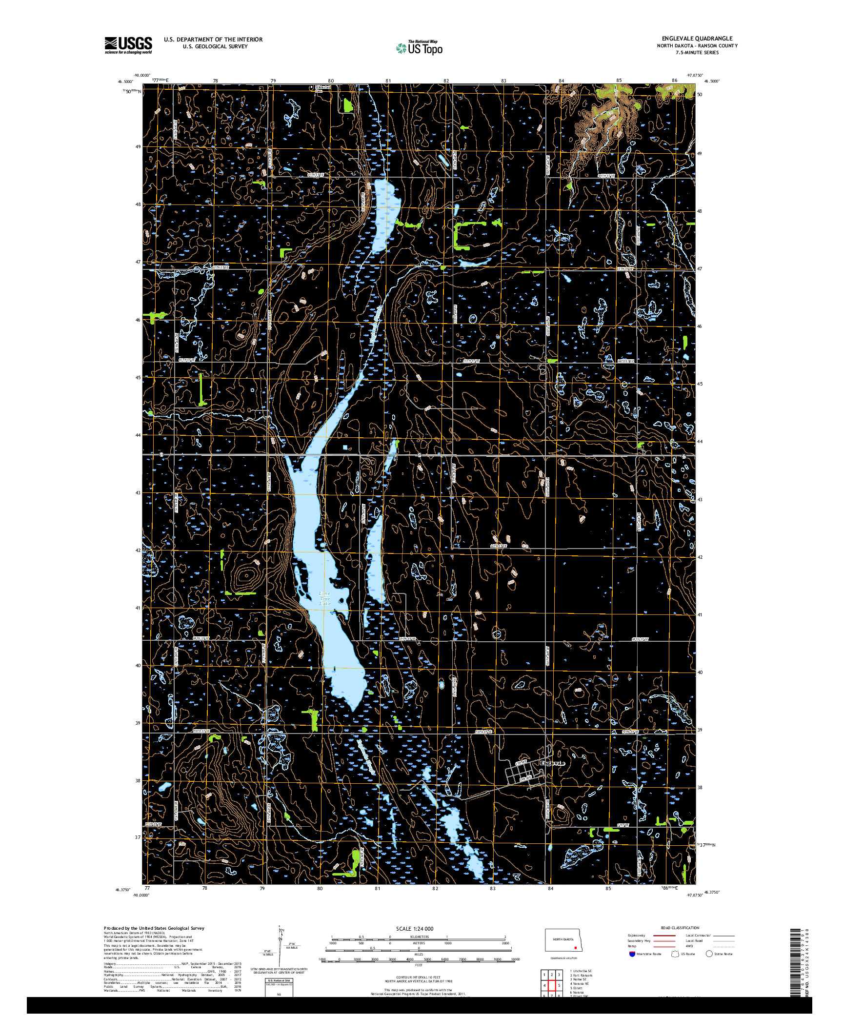 USGS US TOPO 7.5-MINUTE MAP FOR ENGLEVALE, ND 2017