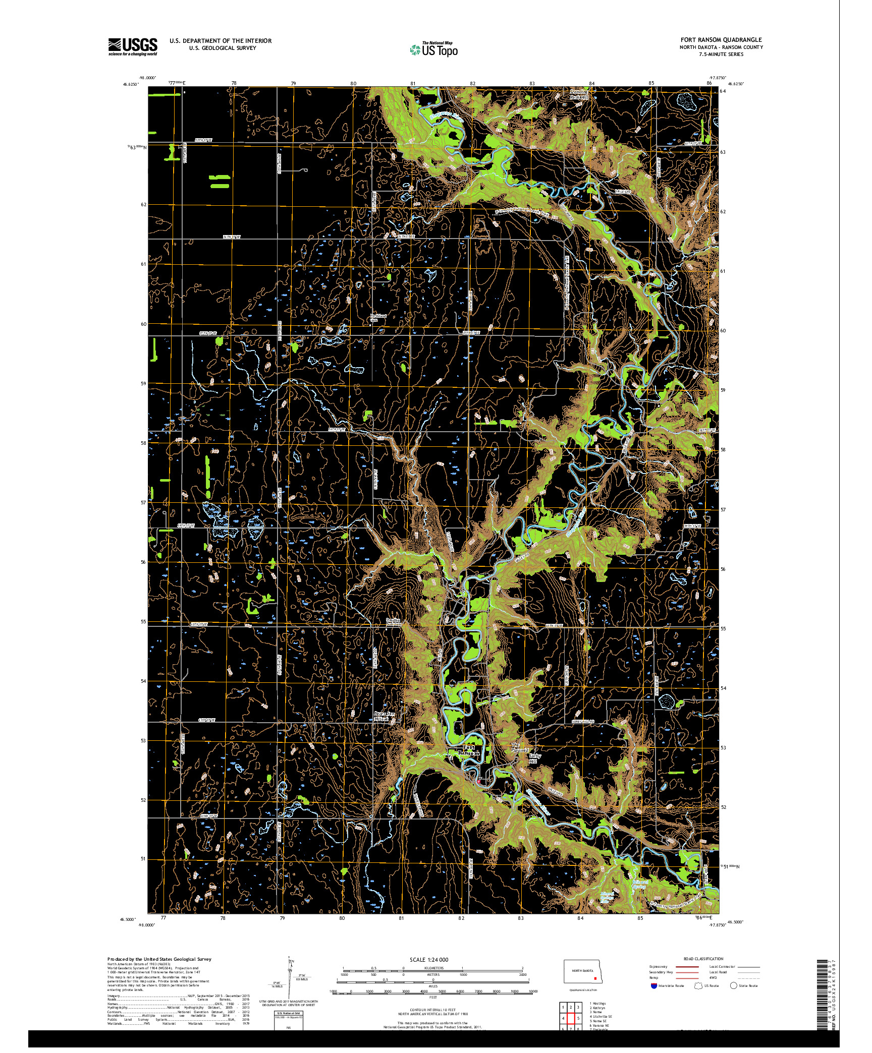 USGS US TOPO 7.5-MINUTE MAP FOR FORT RANSOM, ND 2017