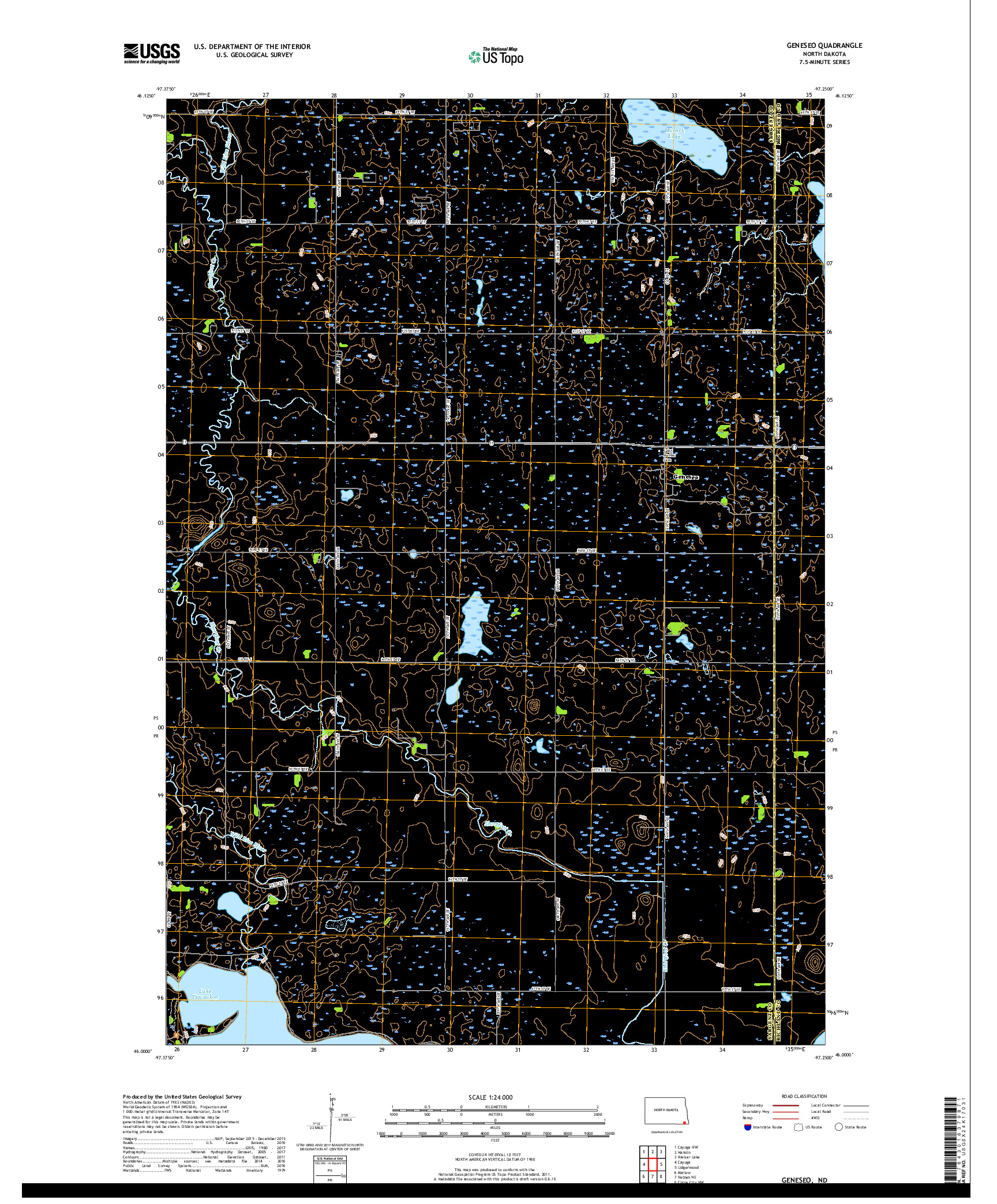 USGS US TOPO 7.5-MINUTE MAP FOR GENESEO, ND 2017