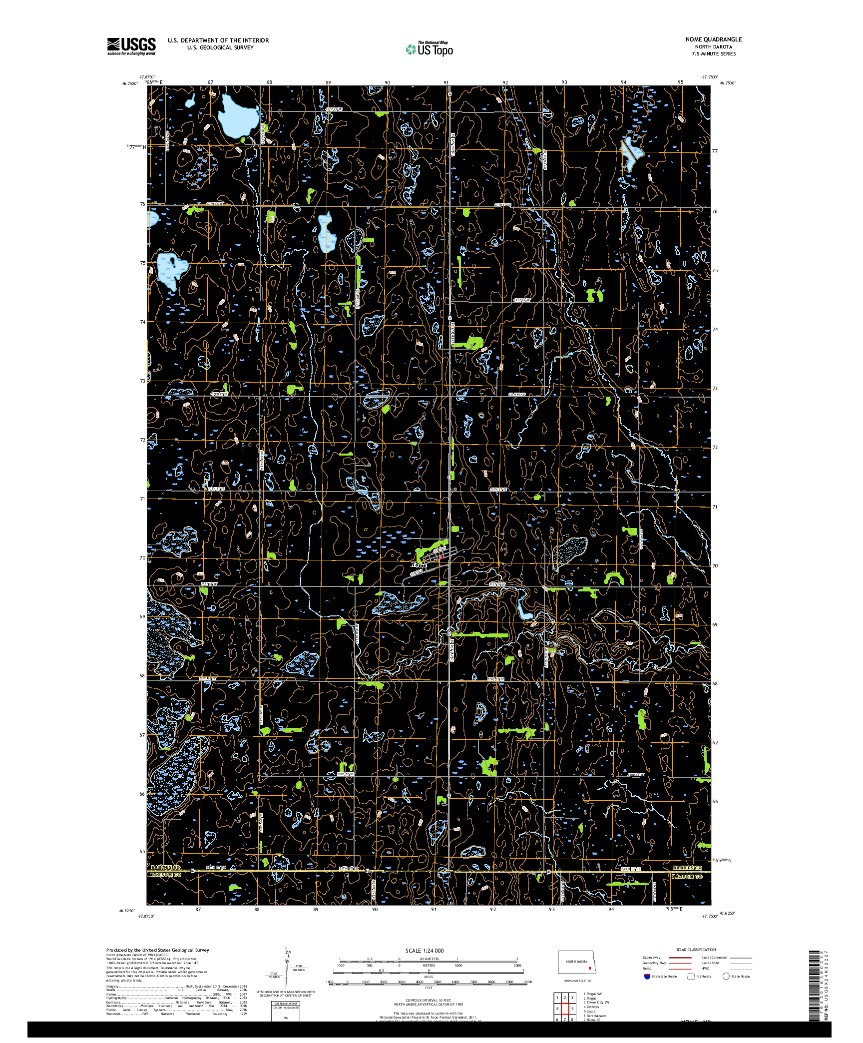 USGS US TOPO 7.5-MINUTE MAP FOR NOME, ND 2017