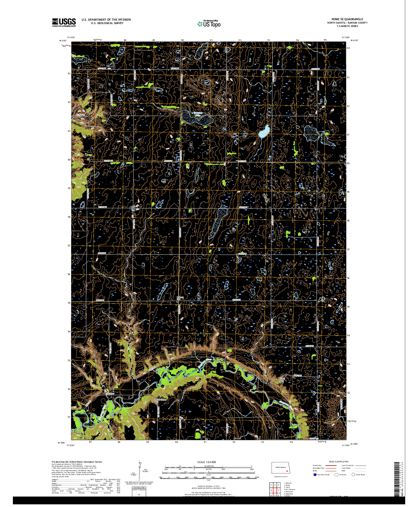 USGS US TOPO 7.5-MINUTE MAP FOR NOME SE, ND 2017