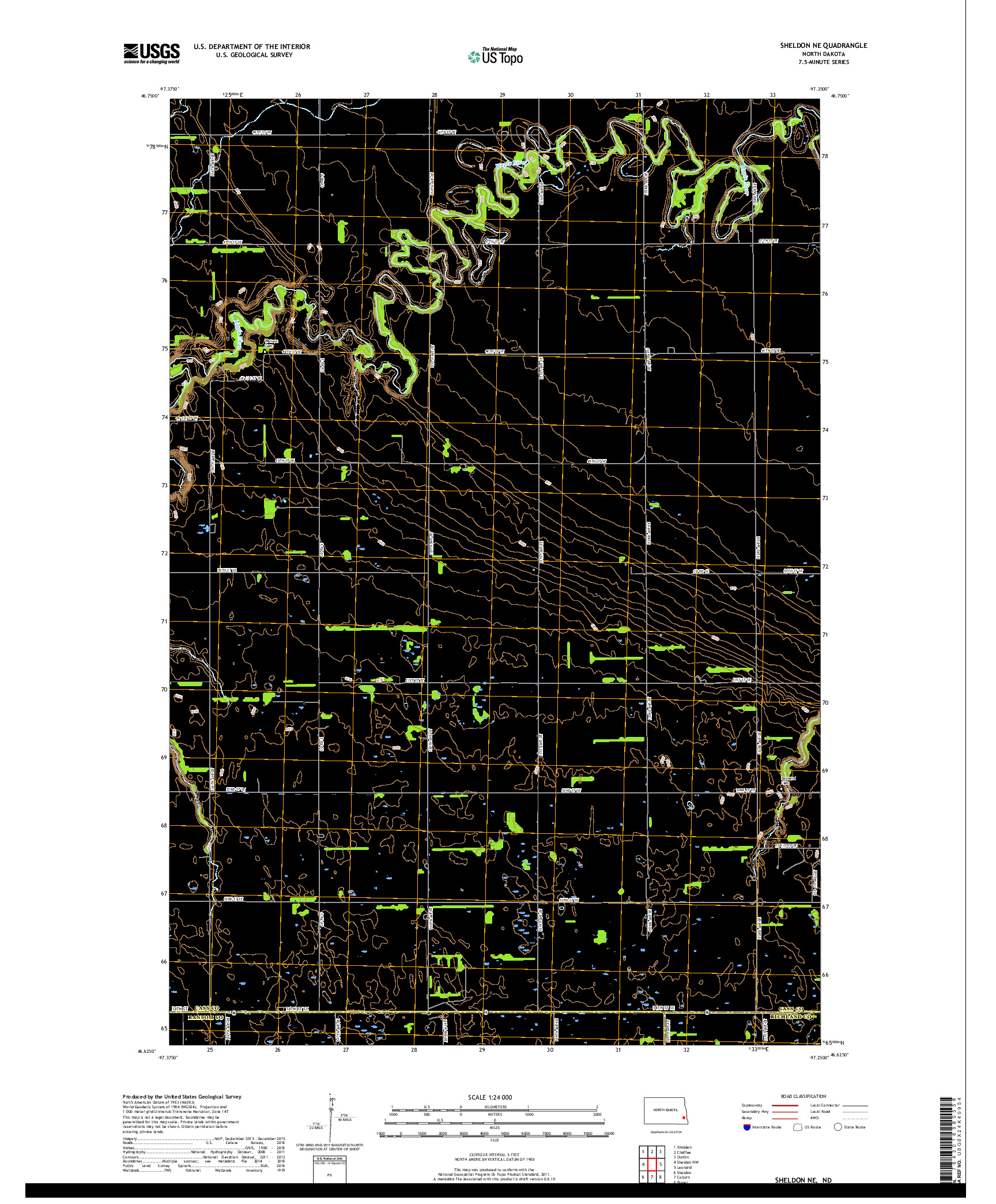 USGS US TOPO 7.5-MINUTE MAP FOR SHELDON NE, ND 2017