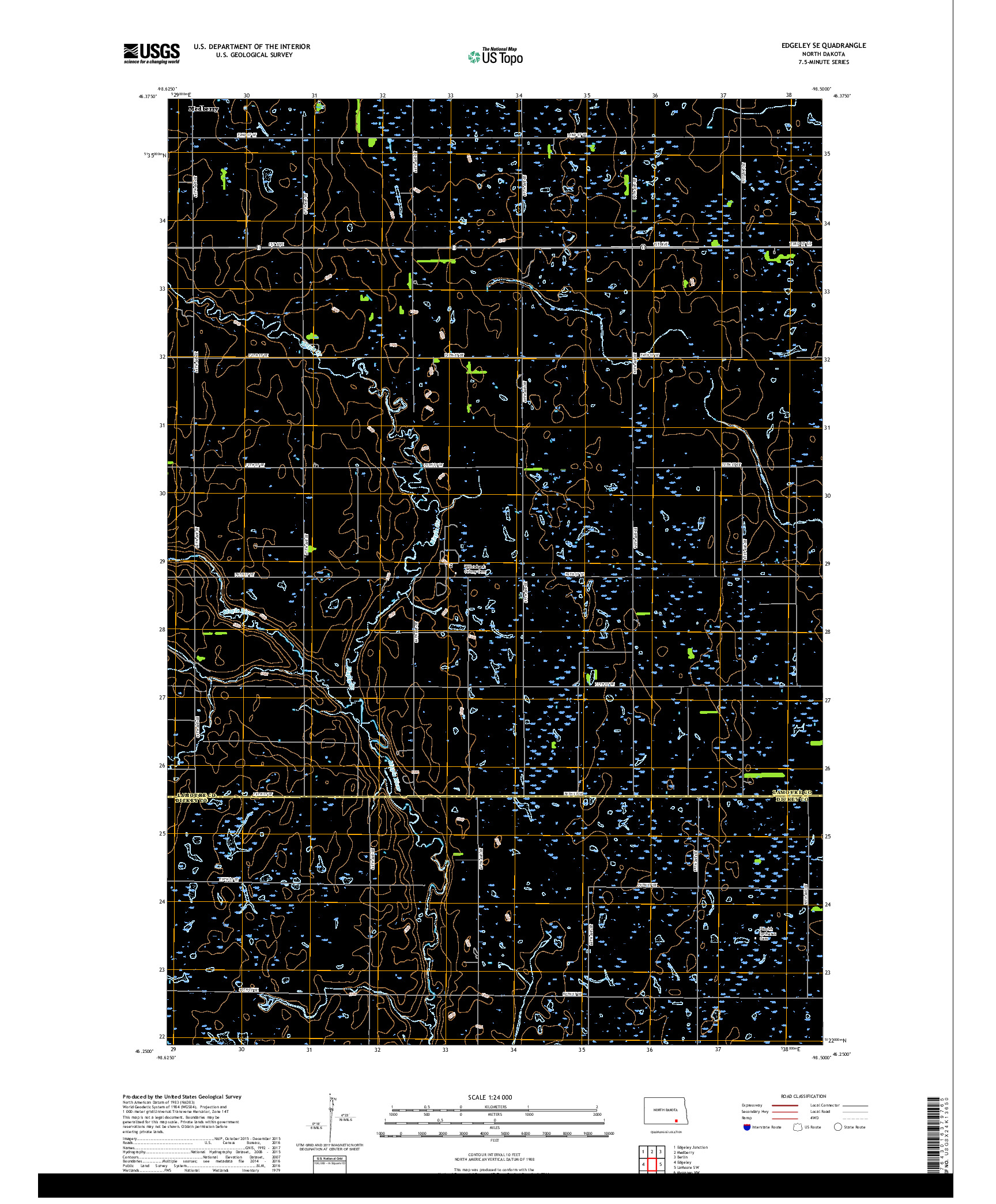 USGS US TOPO 7.5-MINUTE MAP FOR EDGELEY SE, ND 2017