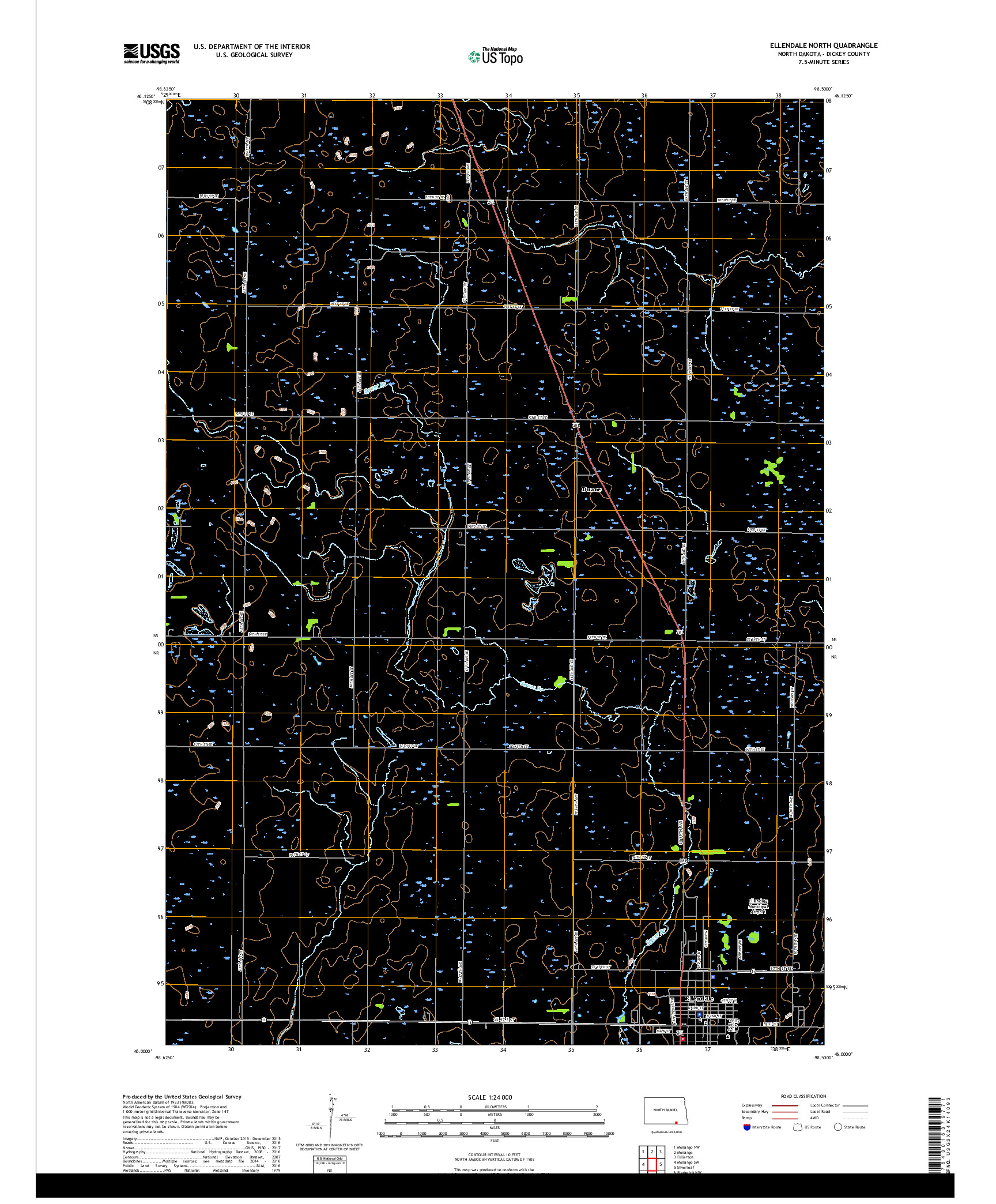 USGS US TOPO 7.5-MINUTE MAP FOR ELLENDALE NORTH, ND 2017